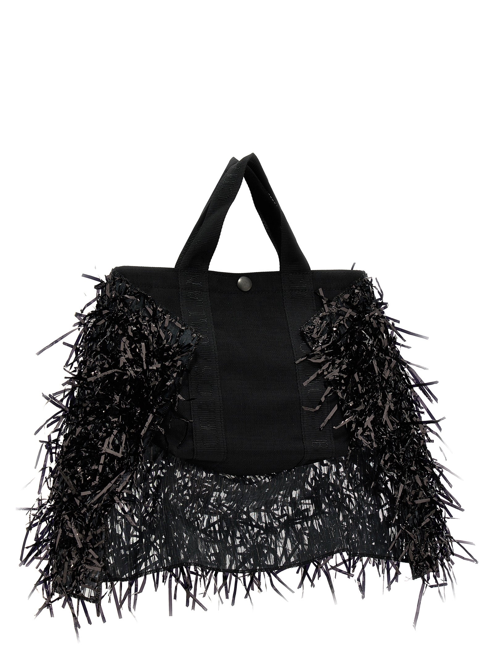 Fringed handbag Black Nylon Hand Bags