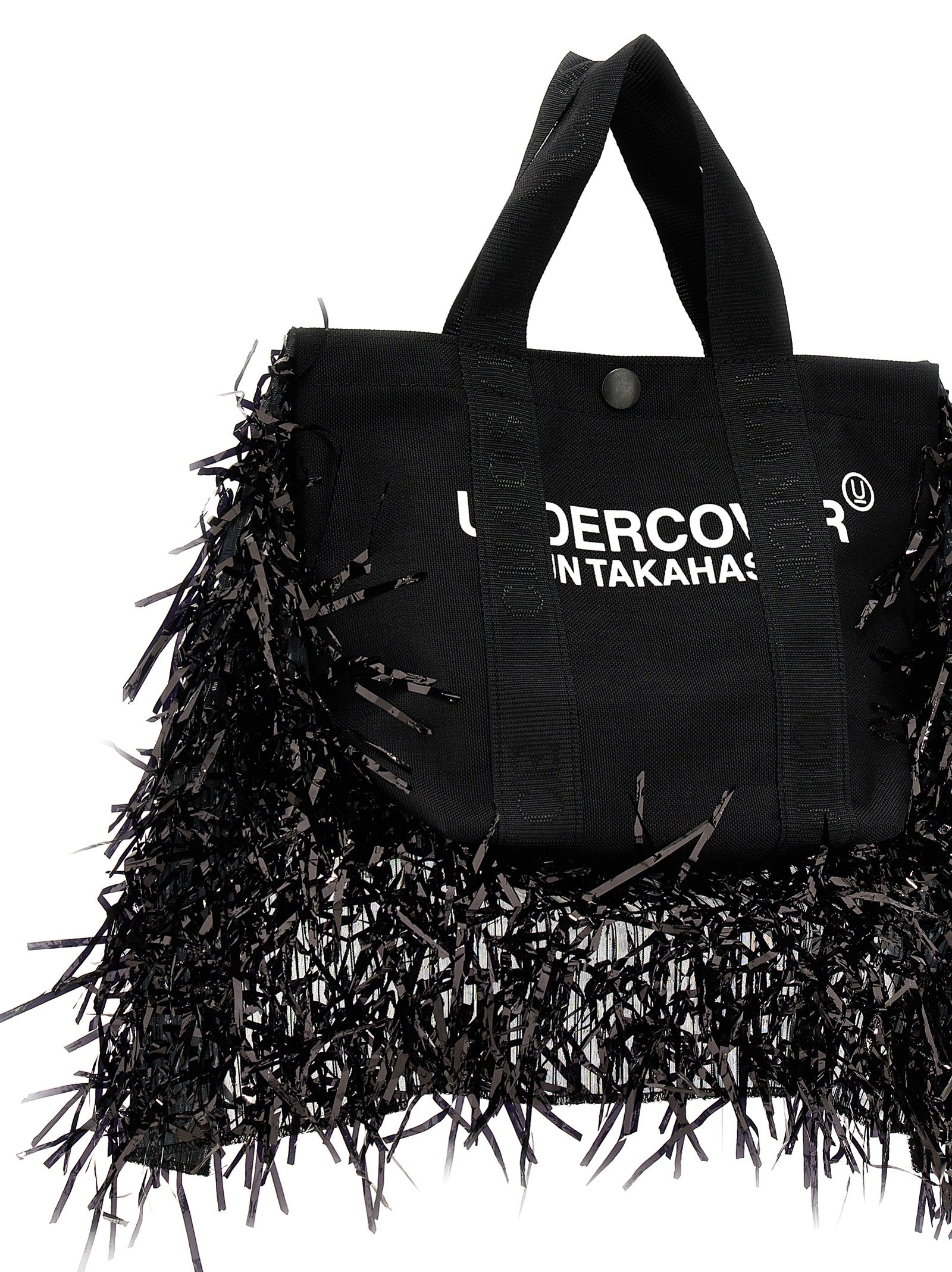 Fringed handbag Black Nylon Hand Bags