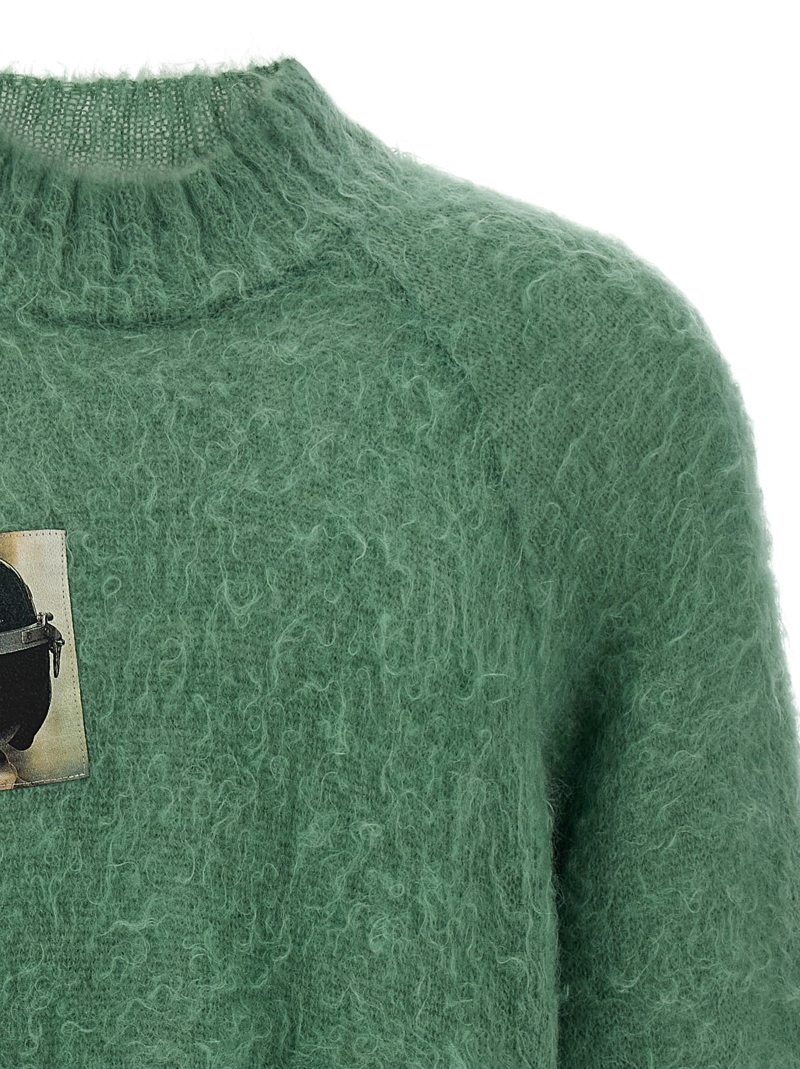 UC2E4904-2 sweater Green Mohair Wool Nylon Sweater, Cardigans