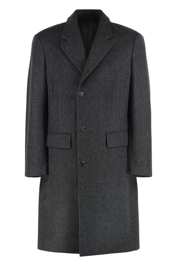Single-Breasted Wool Coat Grey Virgin