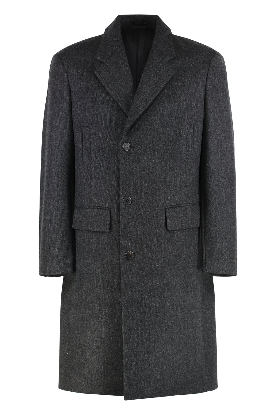 Single-Breasted Wool Coat Grey Virgin