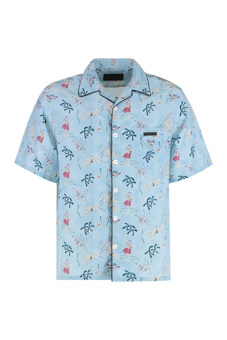 Shirt Printed Viscose Light Blue