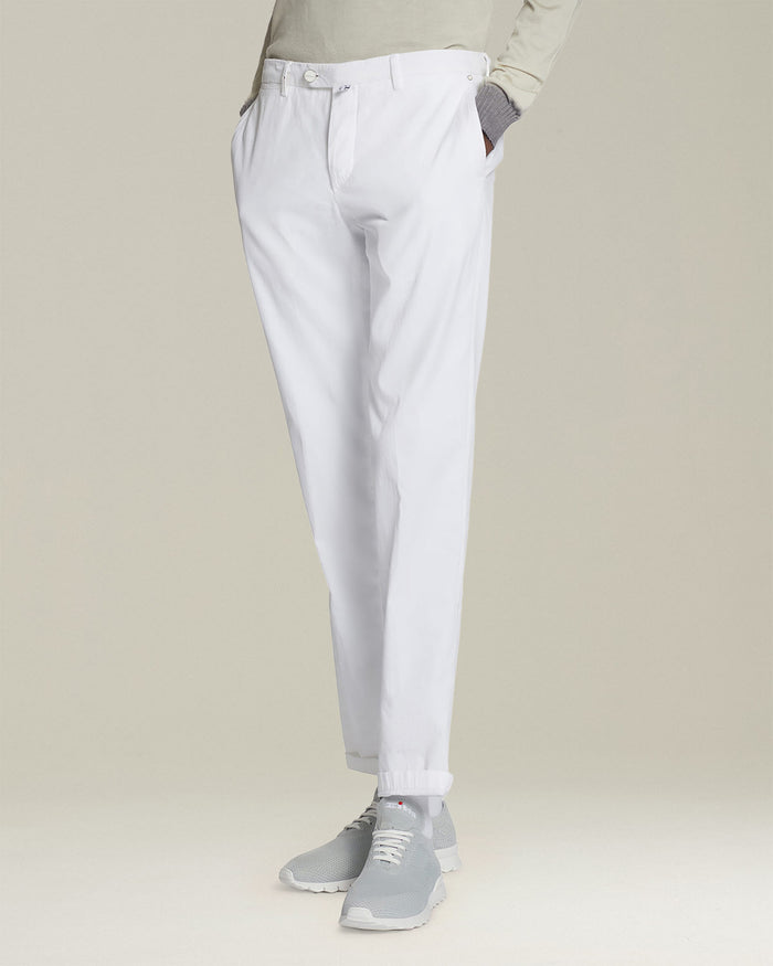 TROUSERS COTTON Optical White Elastane