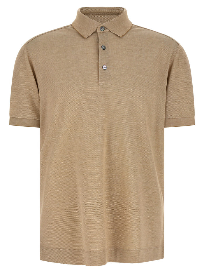 Cotton silk polo shirt Beige