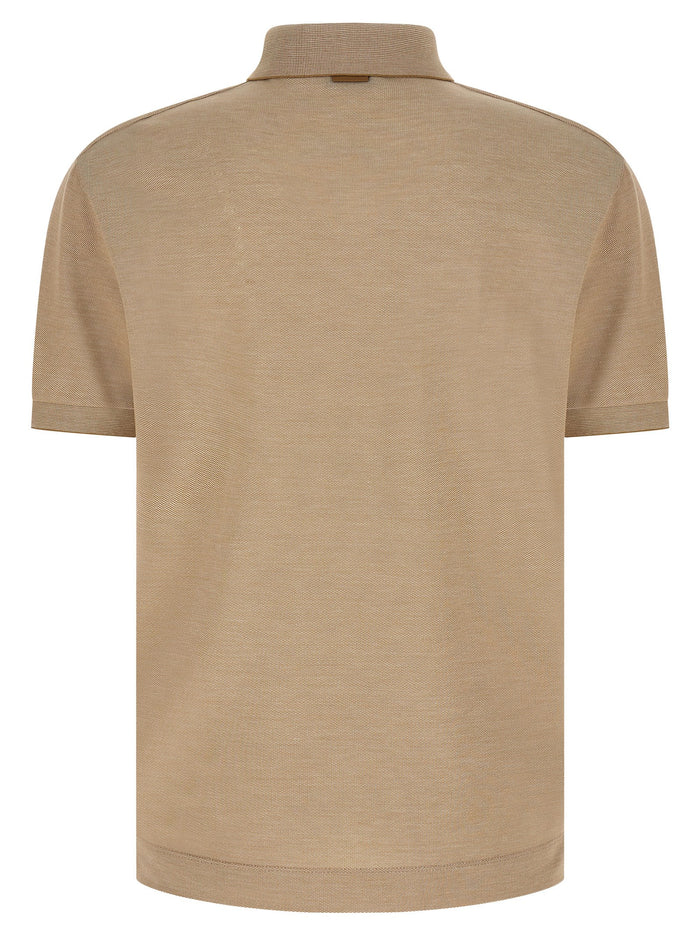 Cotton silk polo shirt Beige