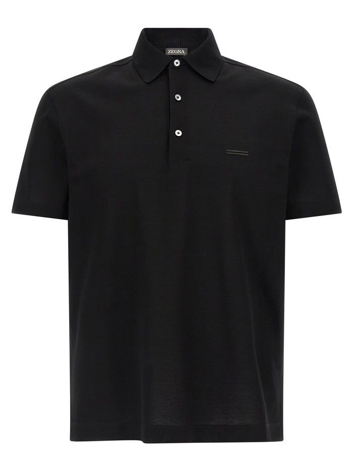 Piqué cotton polo shirt Black