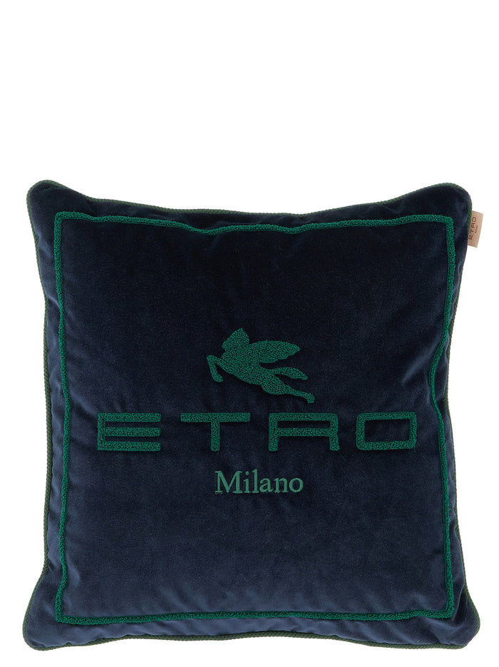 Logo Cushion Blue Cotton Cushions