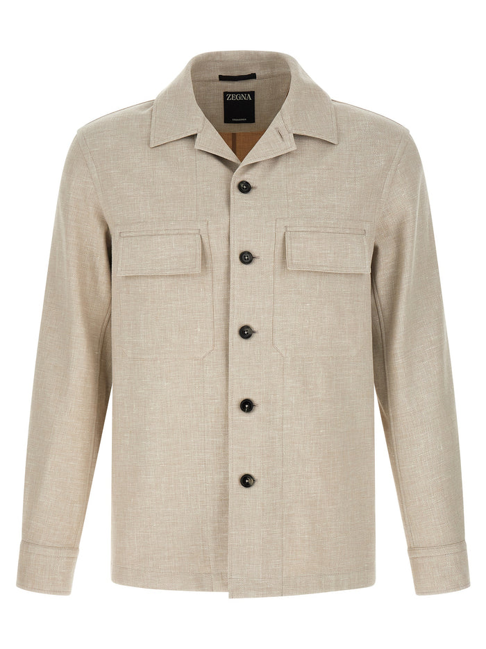 Crossover Overshirt Gray Shirt, Blouse