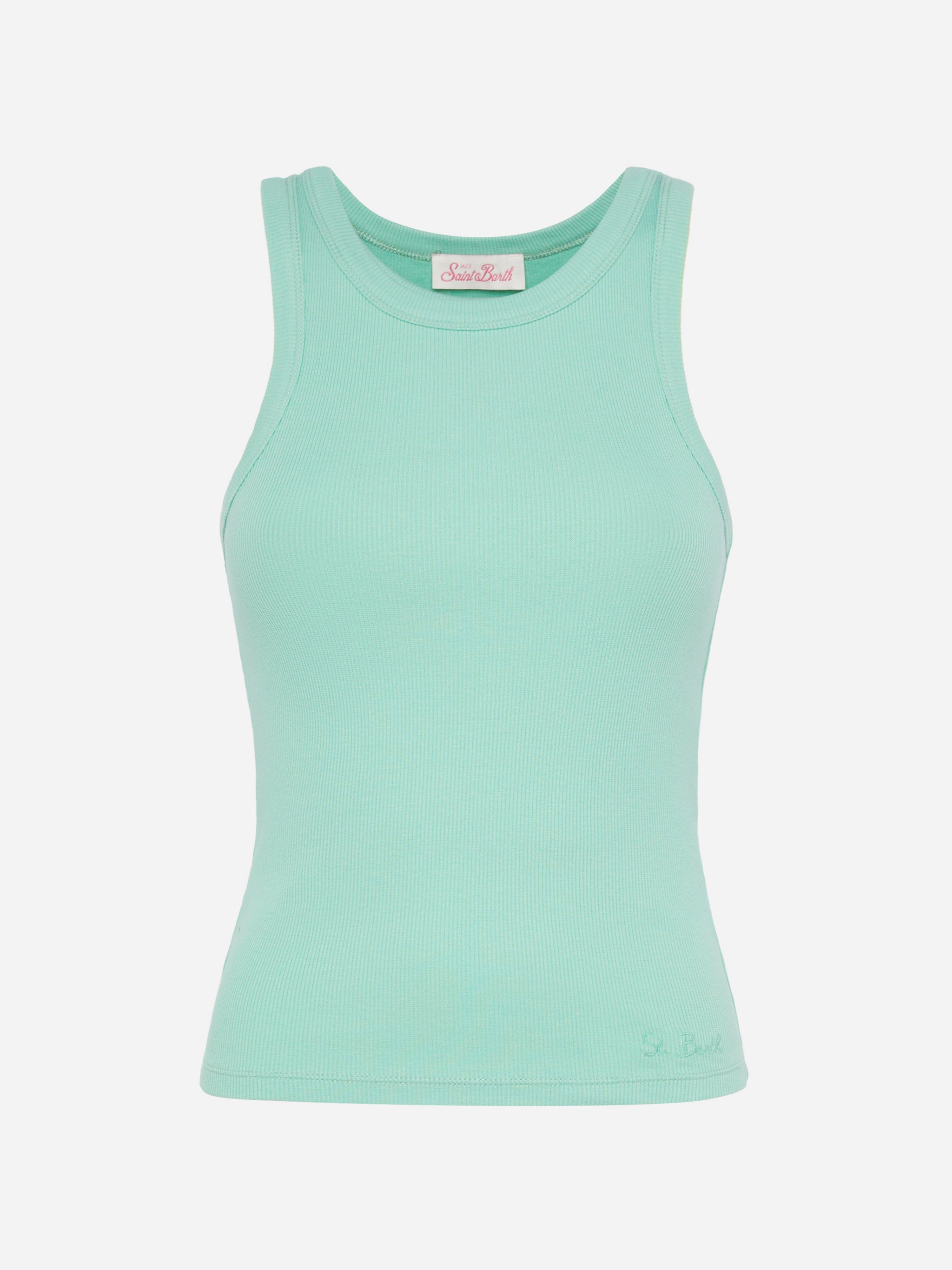 Ada Sage Green Ribbed Cotton Tank Top Top_apparel