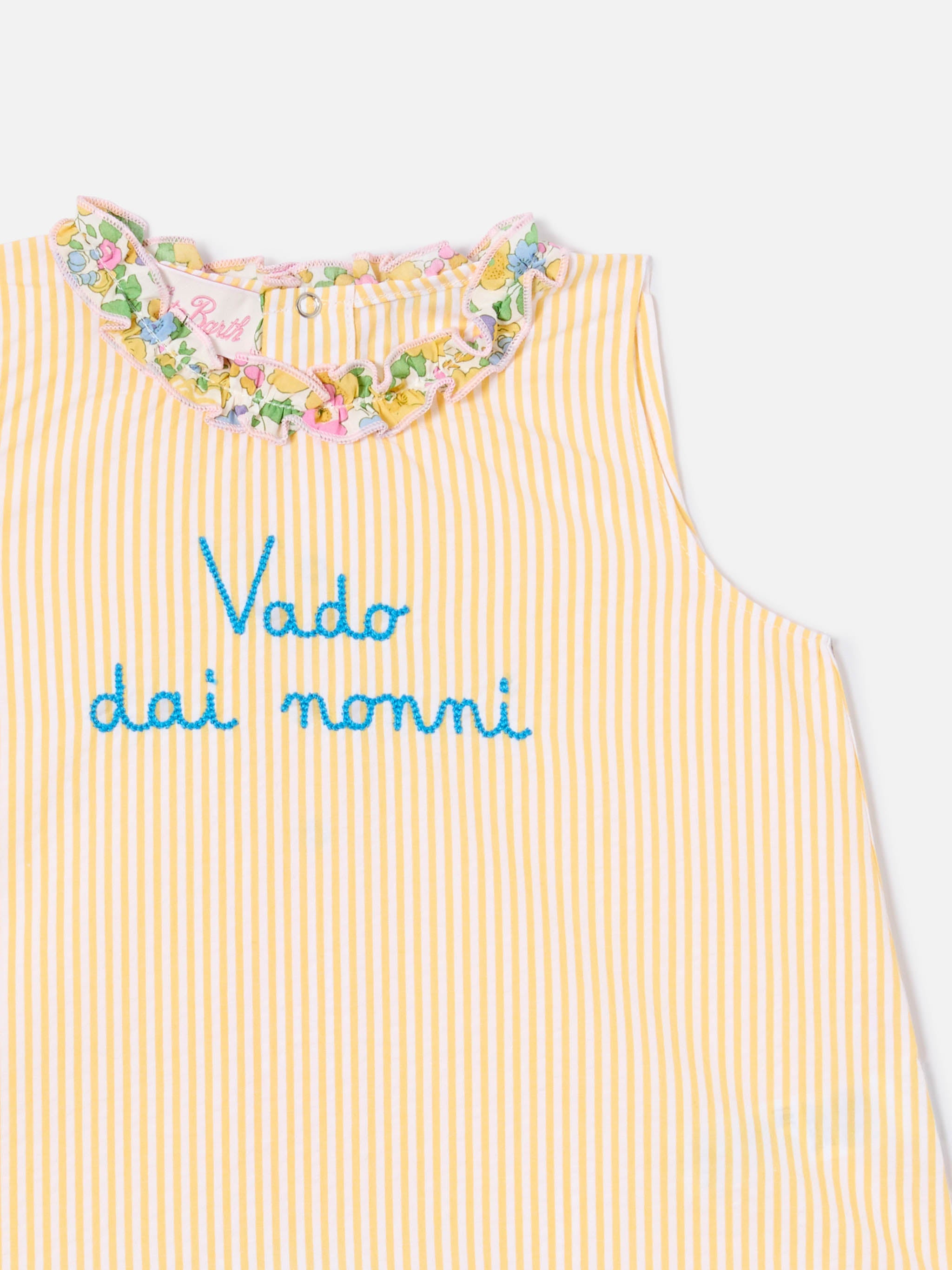 Abbie Top And Bloomer Set With Vado Dai Nonni Embroidery | Made Liberty Fabric Pink