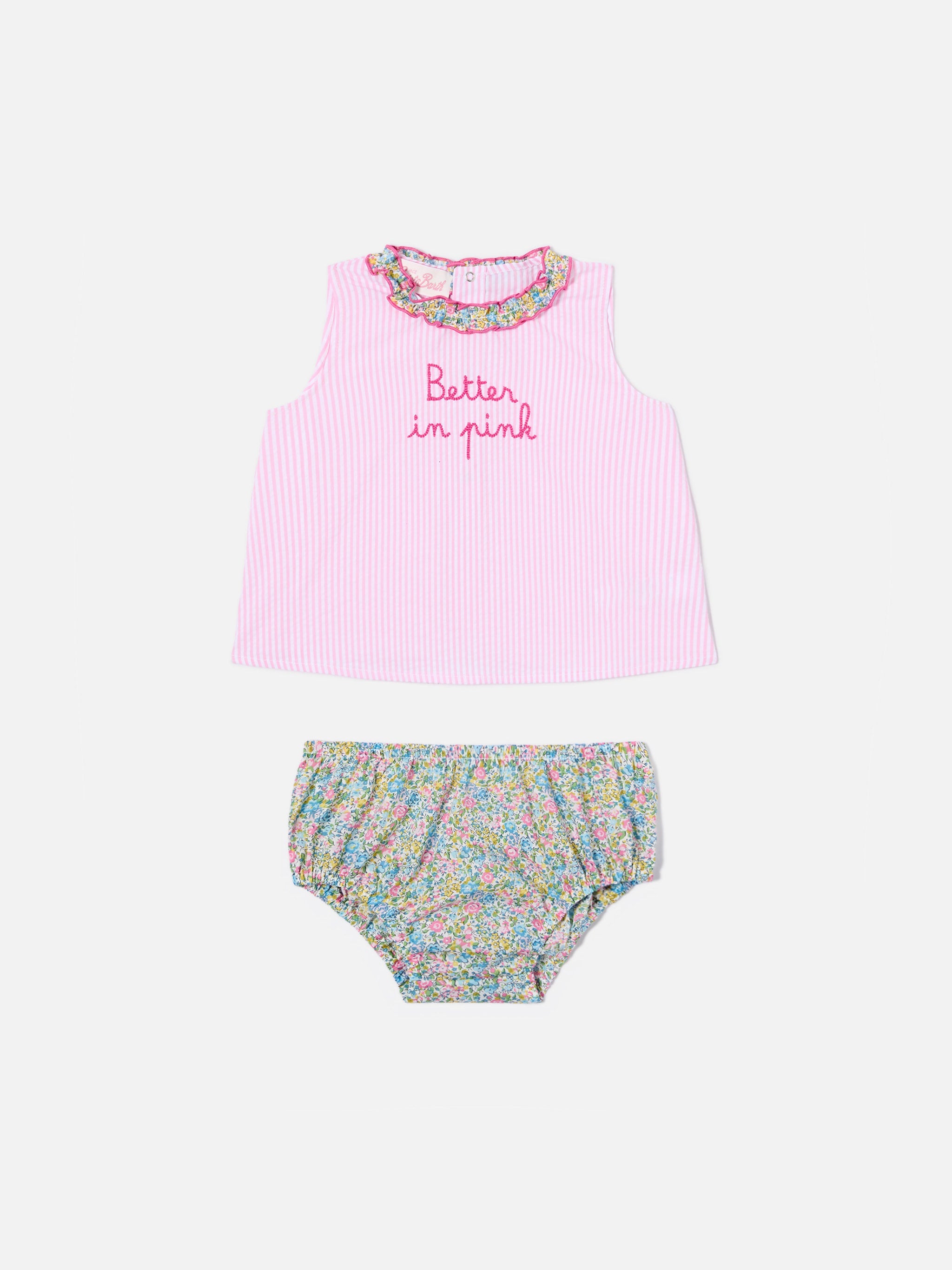 Abbie Top And Bloomer Set With Better In Pink Embroidery | Made Liberty Fabric __single__