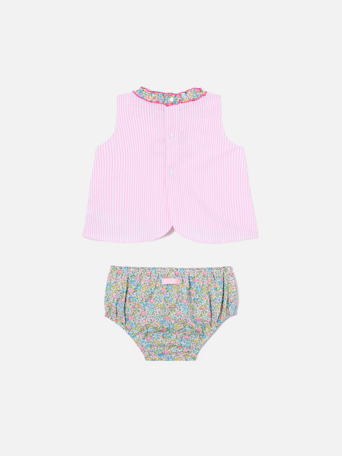 Abbie Top And Bloomer Set With Better In Pink Embroidery | Made Liberty Fabric __single__