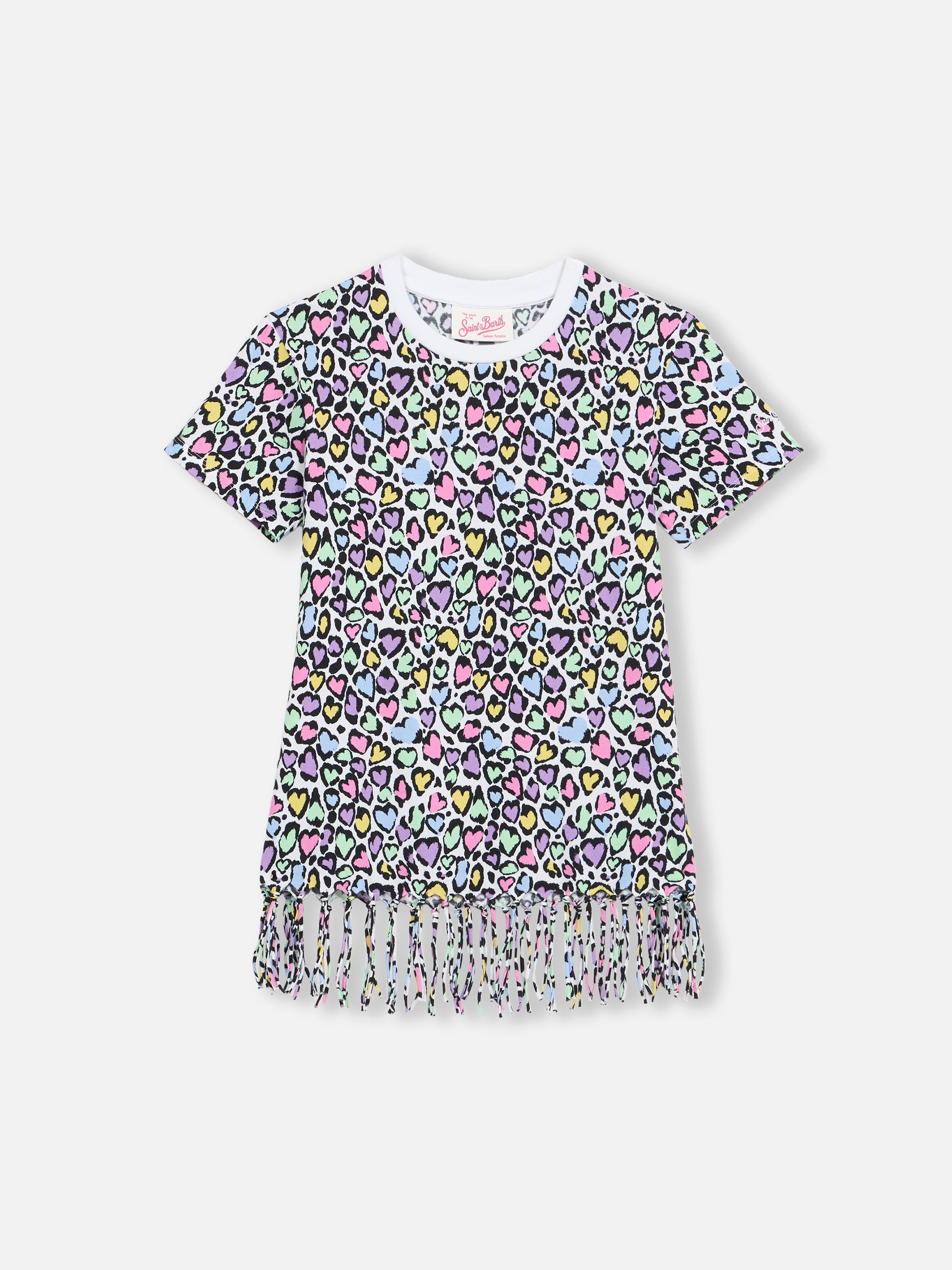 Girl Abbey Dress With Fringes And Animalier Print __single__