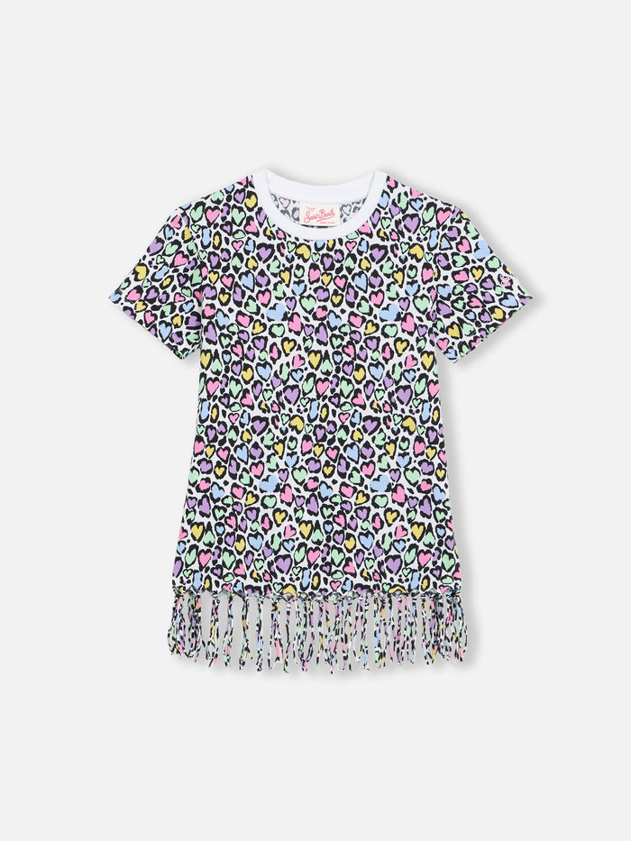 Girl Abbey Dress With Fringes And Animalier Print __single__