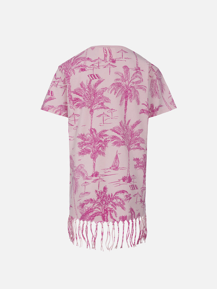 Girl Abbey Dress With Fringes And Toile De Jouy Print __single__