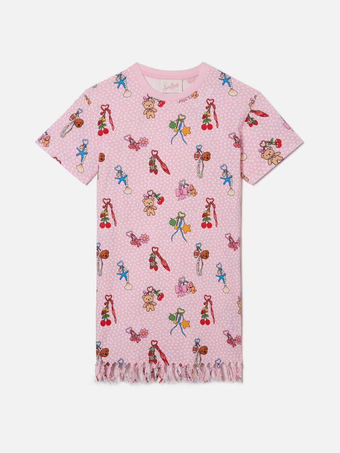 Abbey Organic Cotton Dress With Heart And Charms All-Over Print __single__