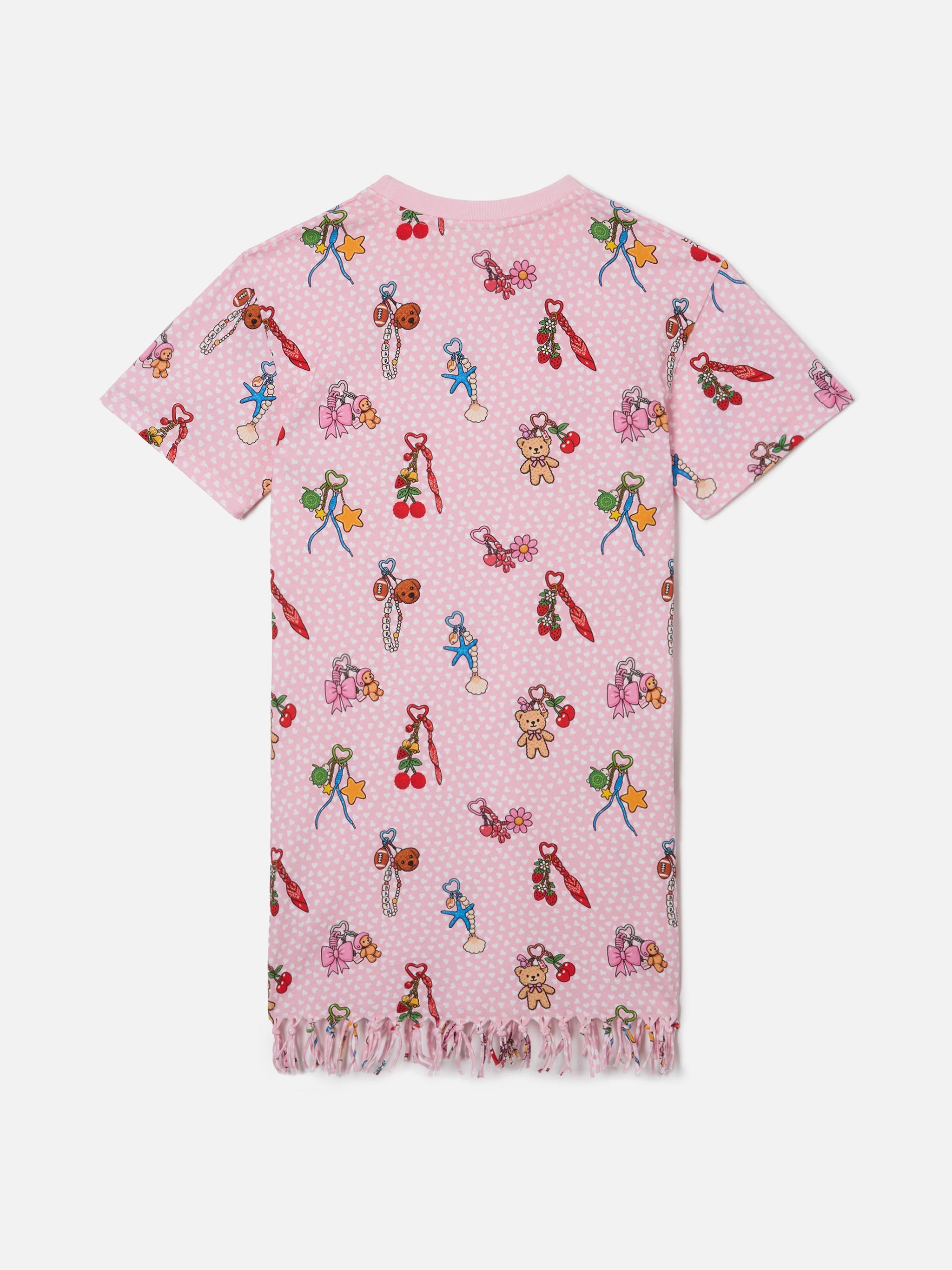 Abbey Organic Cotton Dress With Heart And Charms All-Over Print Pink