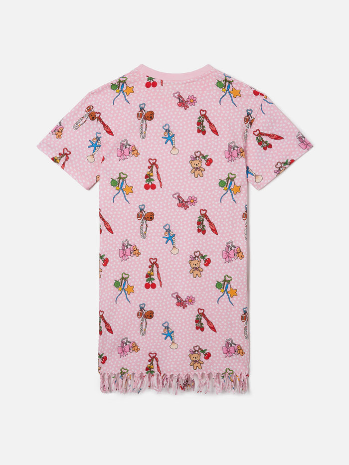 Abbey Organic Cotton Dress With Heart And Charms All-Over Print __single__