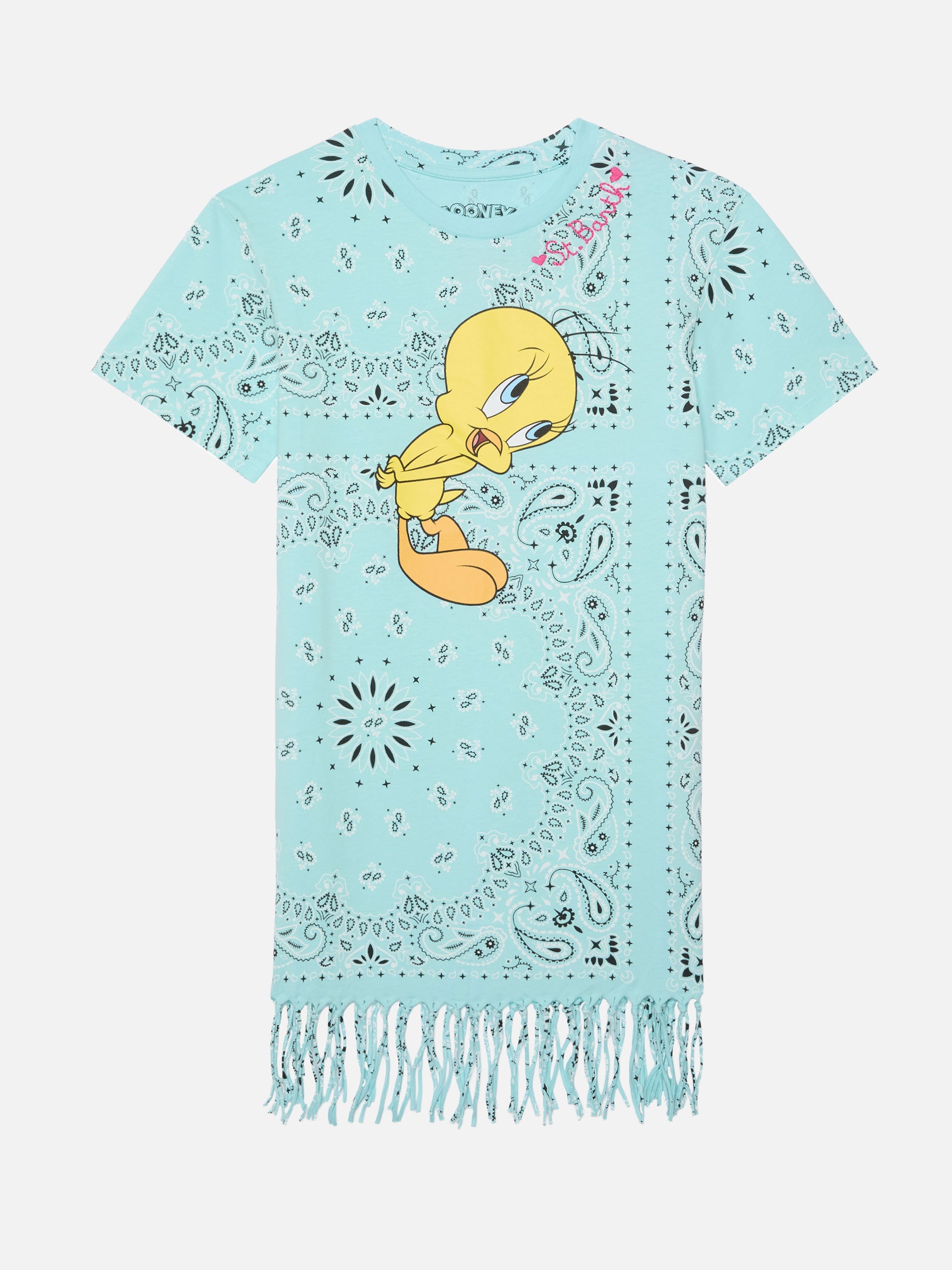 Girl Abbey Dress With Fringes And Bandana Print | Wrner Bros. Special Edition Blue