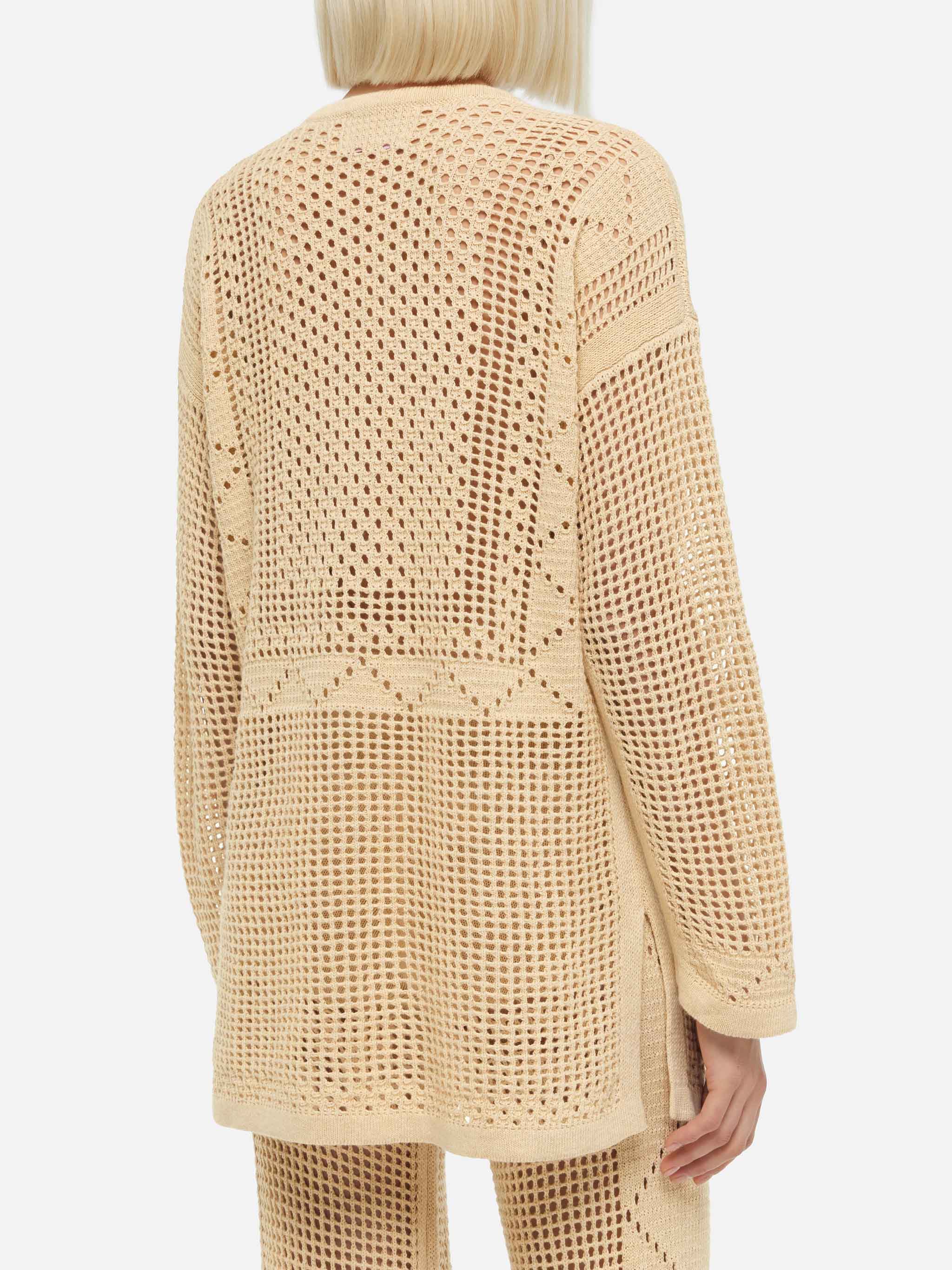Alicia Crochet Mesh Tunic White Beach Robe