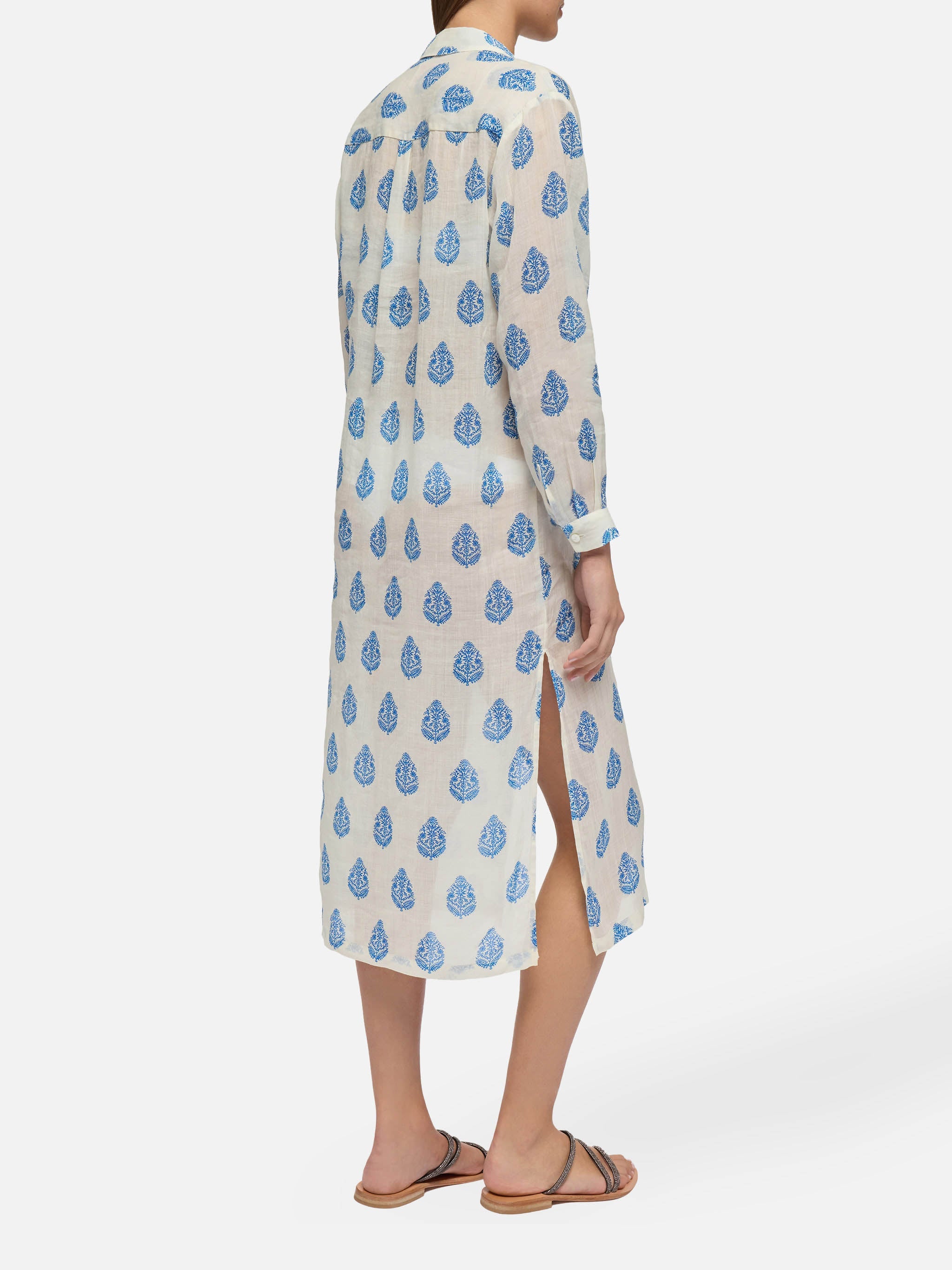 Adeline Ramie Maxi Dress With Paisley Print White Beach Robe