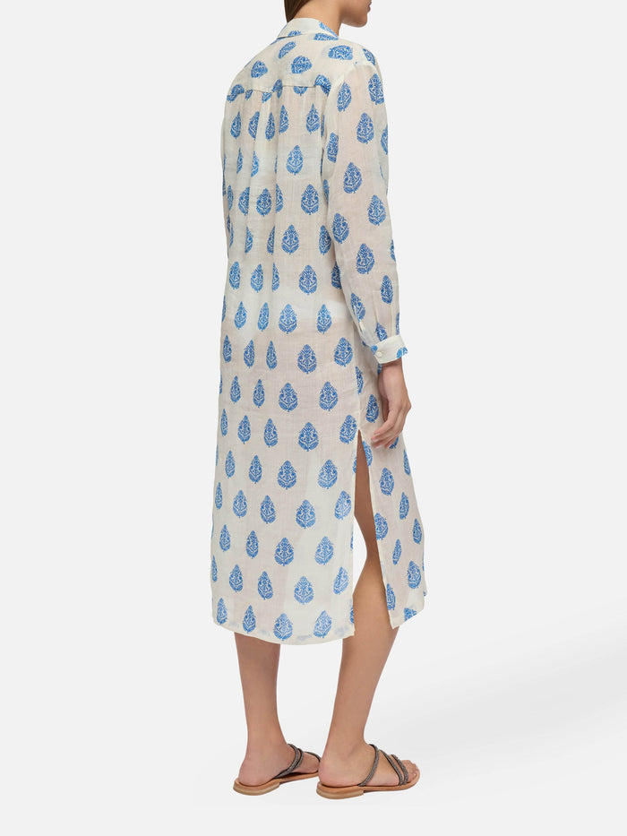 Adeline Ramie Maxi Dress With Paisley Print White Beach Robe