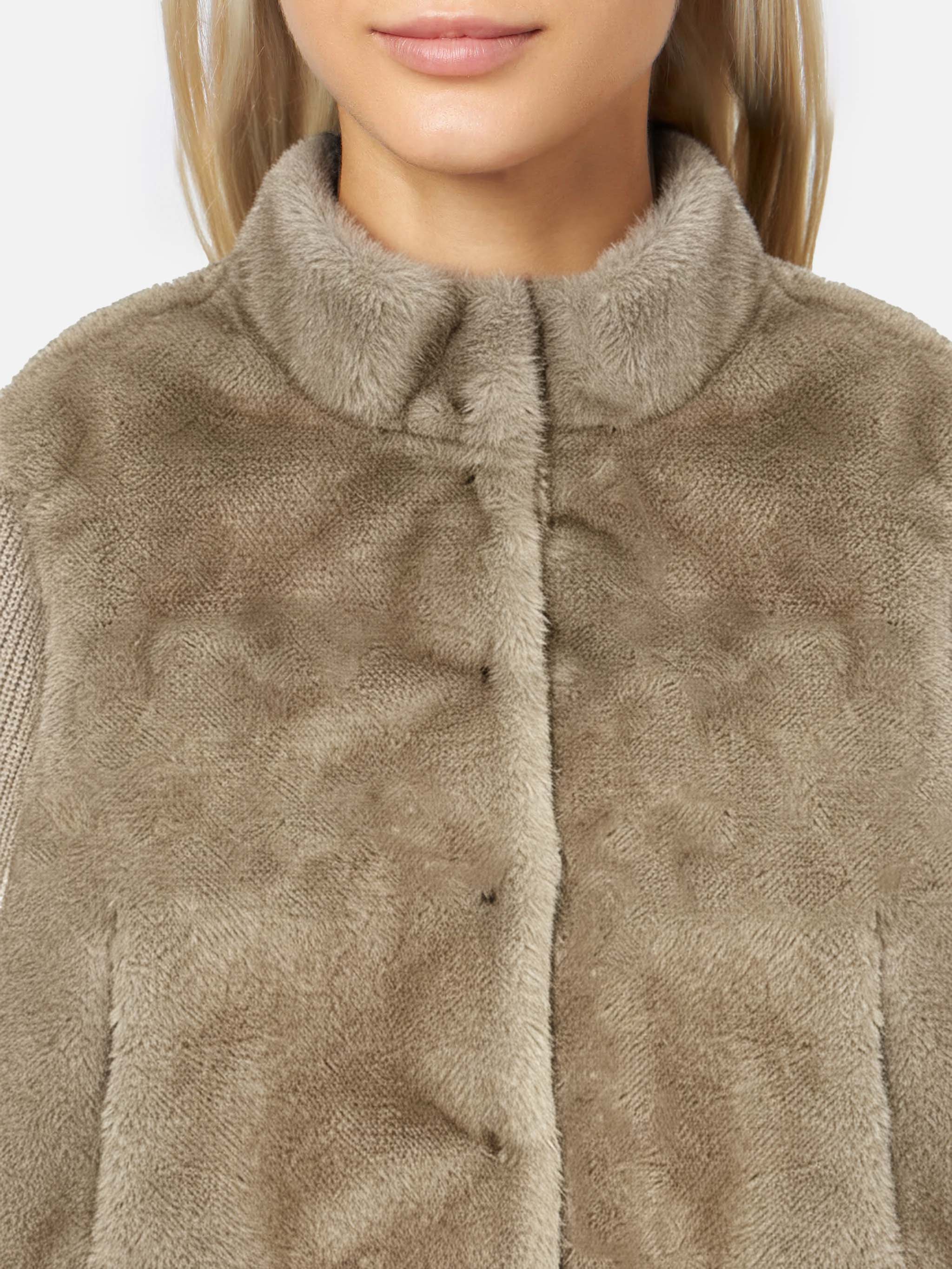 Mael Faux-Fur Gilet With Knit Sleeves Brown Jacket