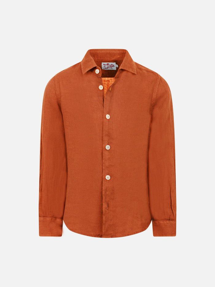 Agnes Orange Linen Shirt
