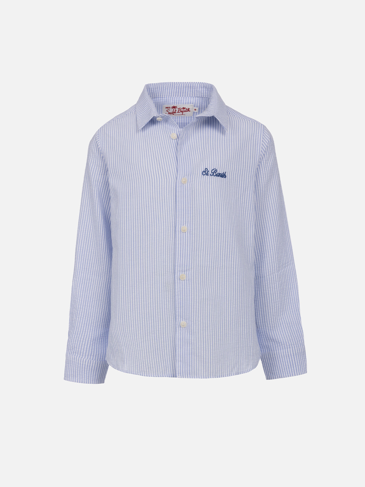 Kid Striped Seersucker Cotton Shirt Agnes Sky