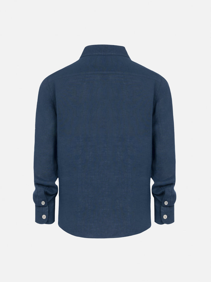 Agnes Navy Blue Linen Shirt