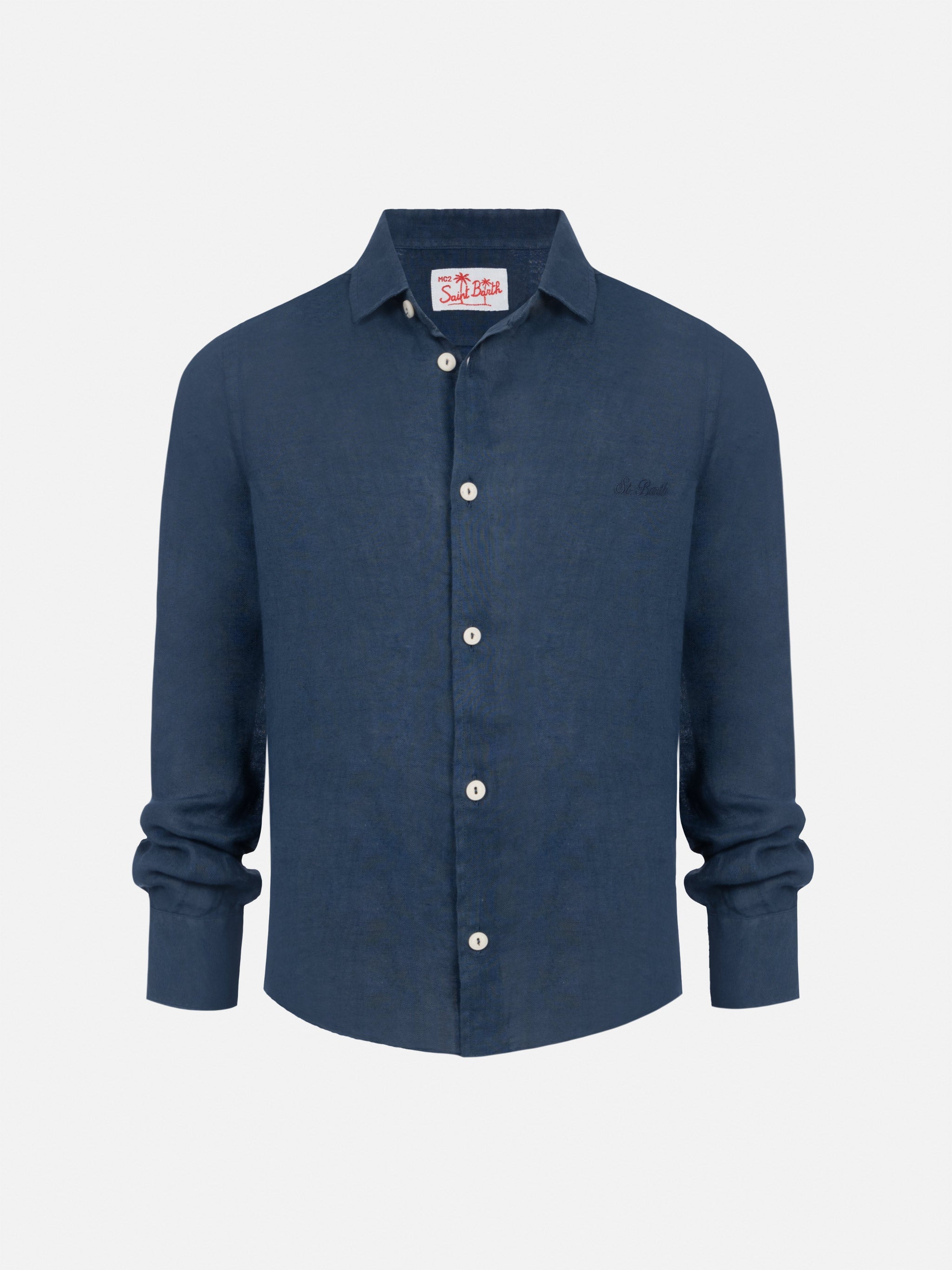 Agnes Navy Blue Linen Shirt