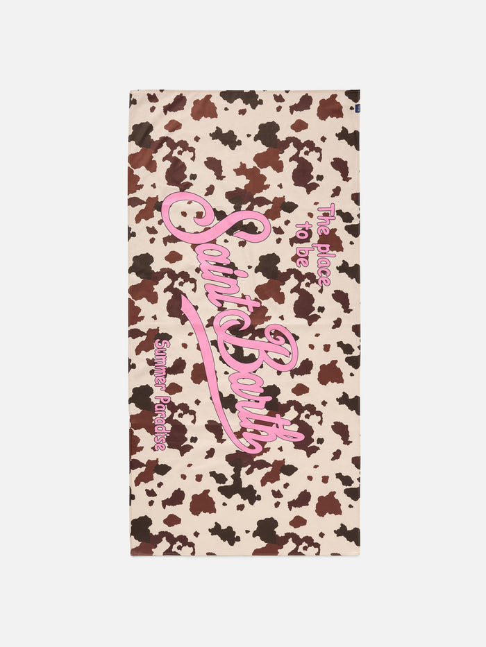 Aidan Beach Towel With Cow Print And Logo White