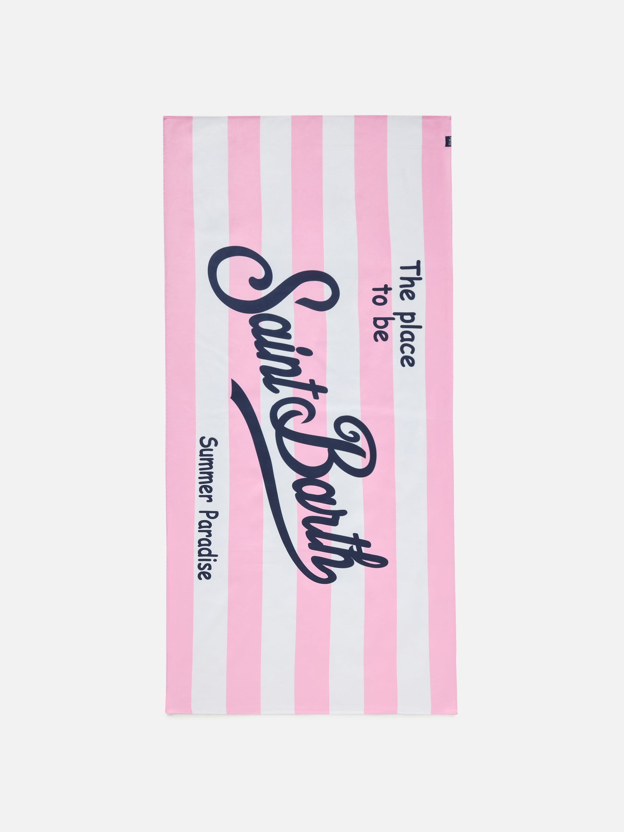 Aidan Beach Towel With Pink And White Stripes Logo