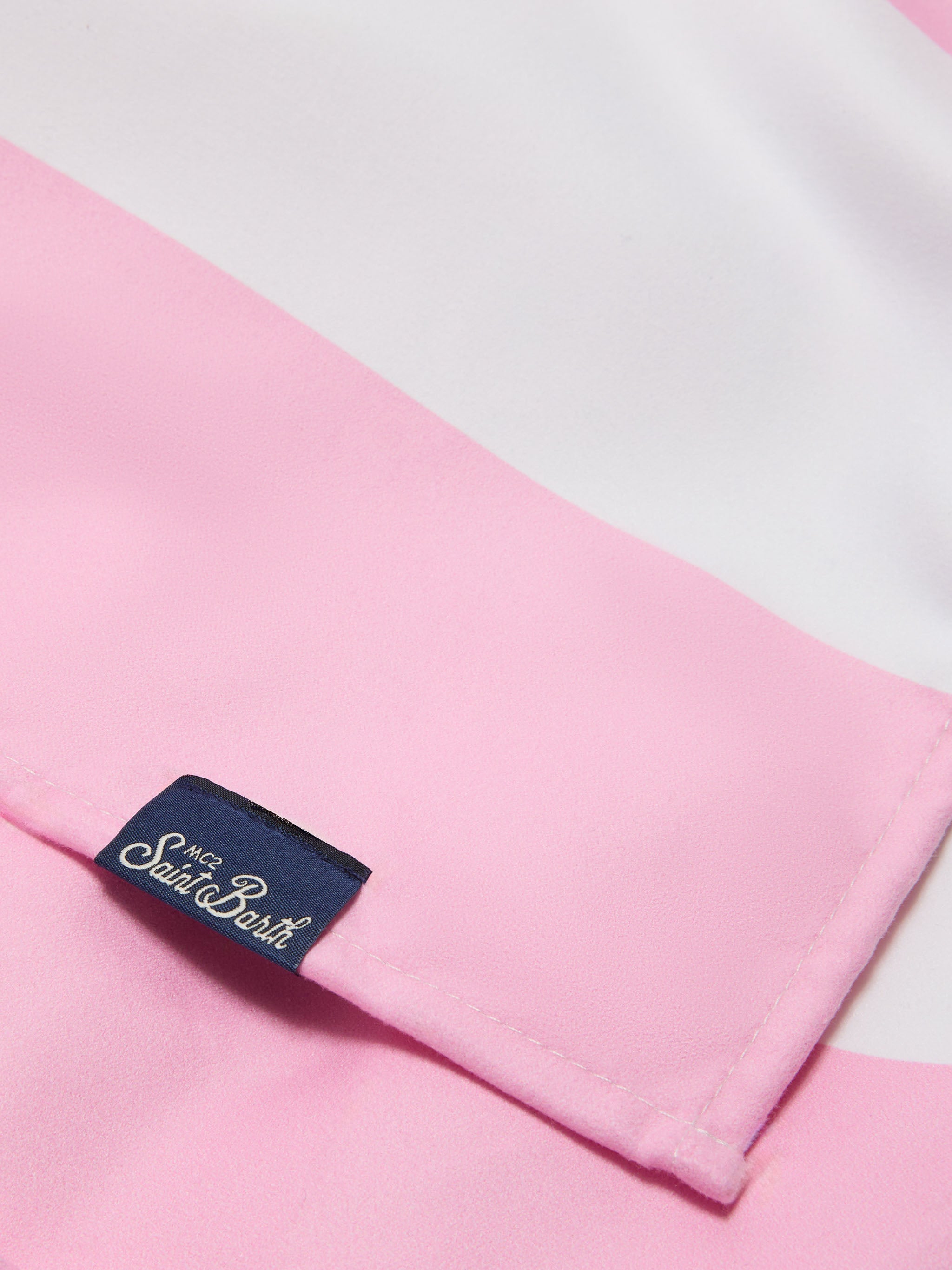 Aidan Beach Towel With Pink And White Stripes Logo