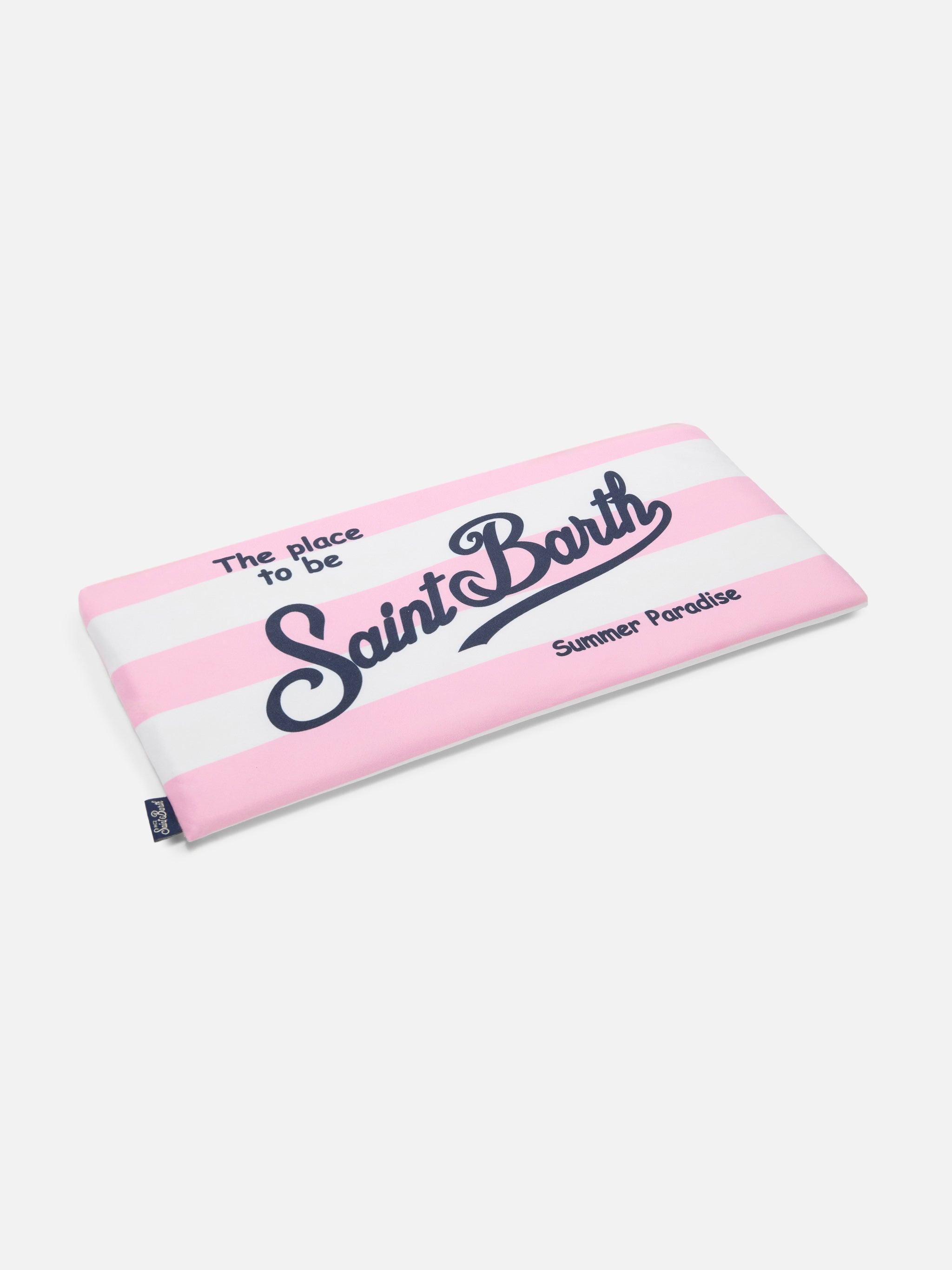 Aidan Beach Towel With Pink And White Stripes Logo