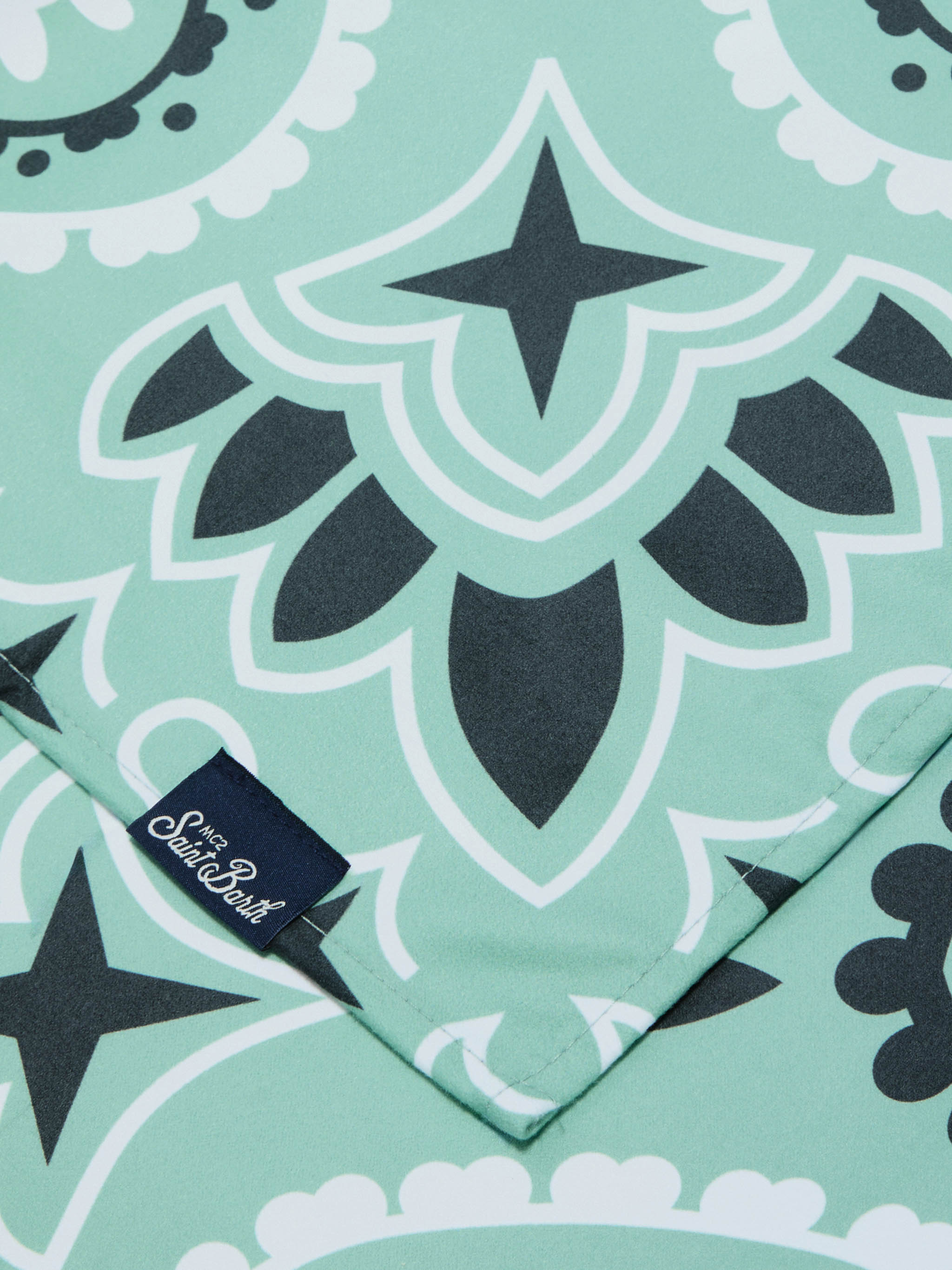 Aidan Beach Towel With Bandana Print And Logo Green