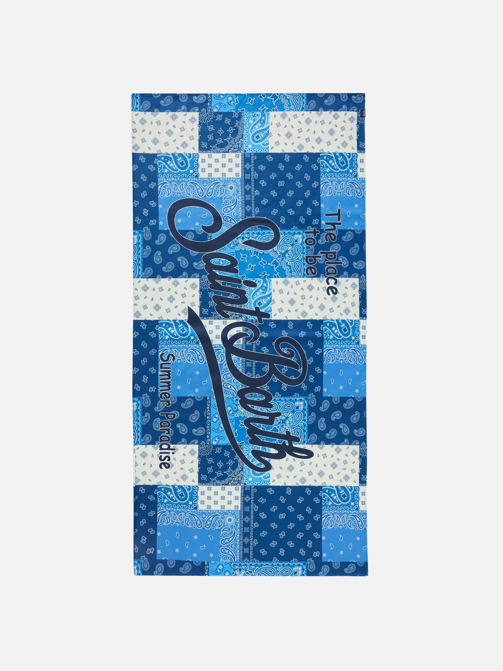 Aidan Beach Towel With Foulard Print And Logo Blue