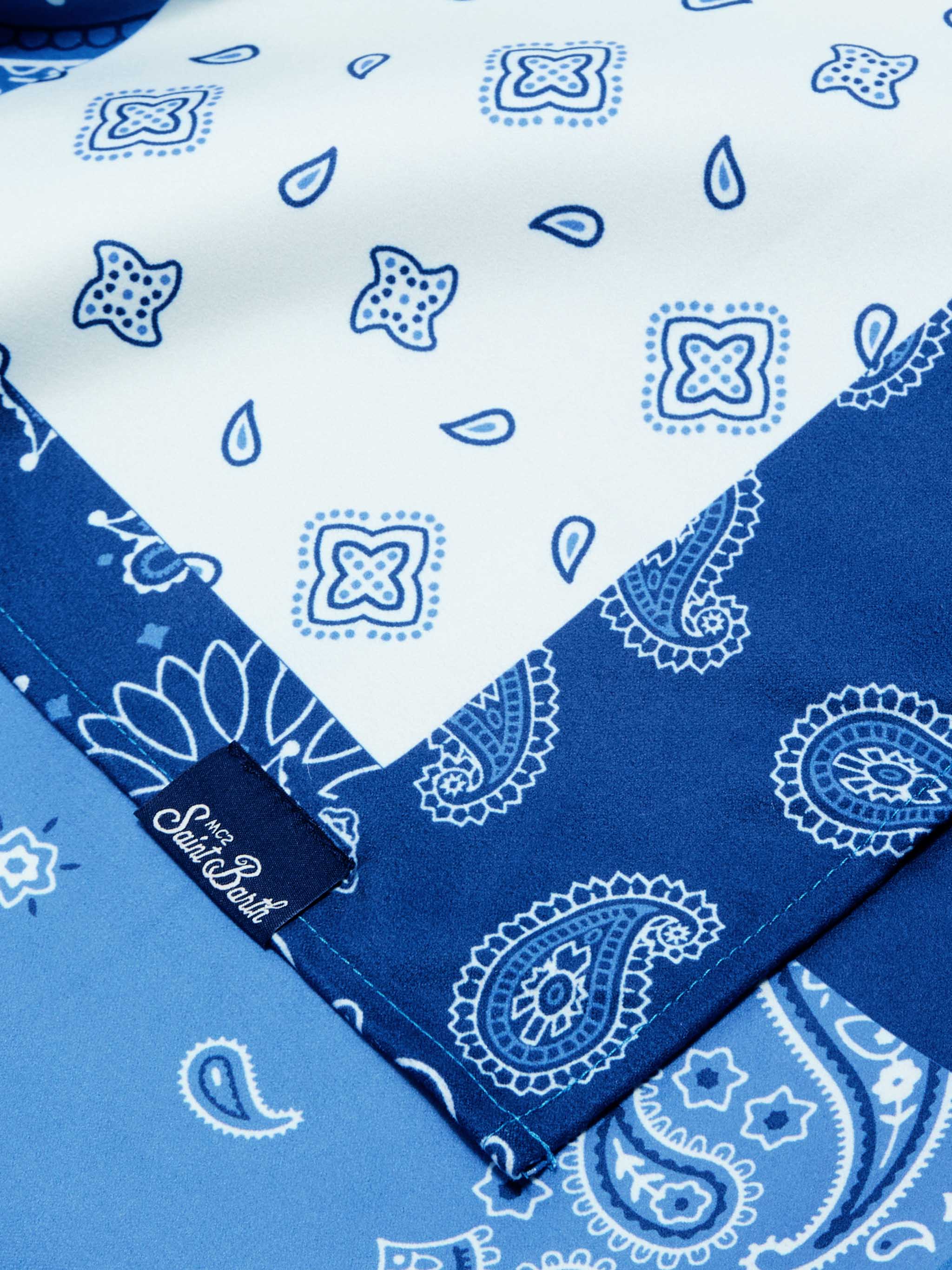 Aidan Beach Towel With Foulard Print And Logo Blue