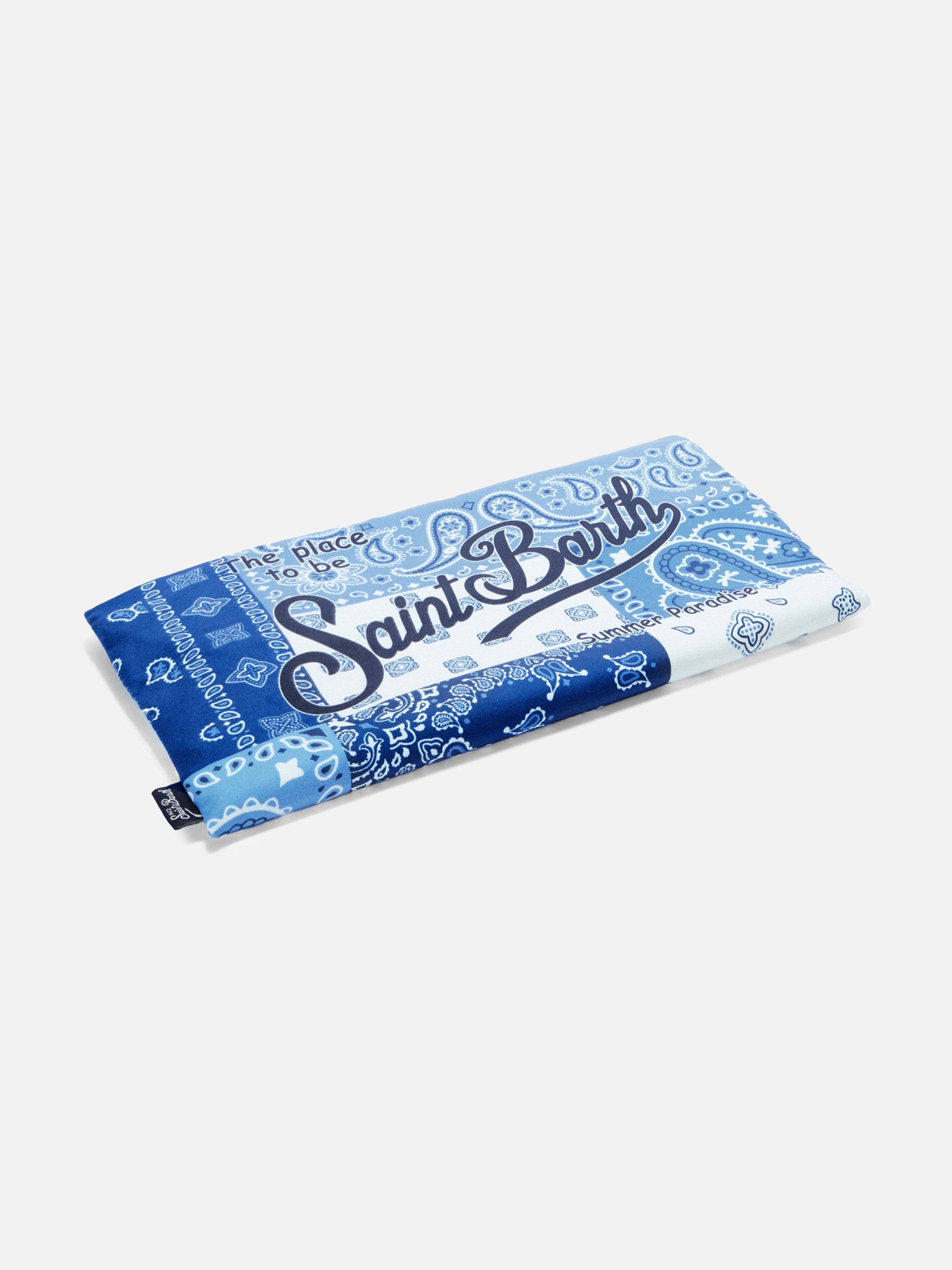 Aidan Beach Towel With Foulard Print And Logo Blue
