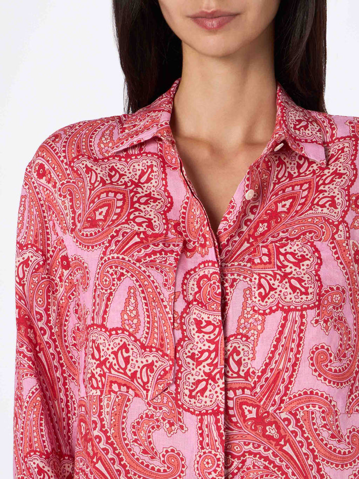 Paisley Linen Alodie Shirt Pink