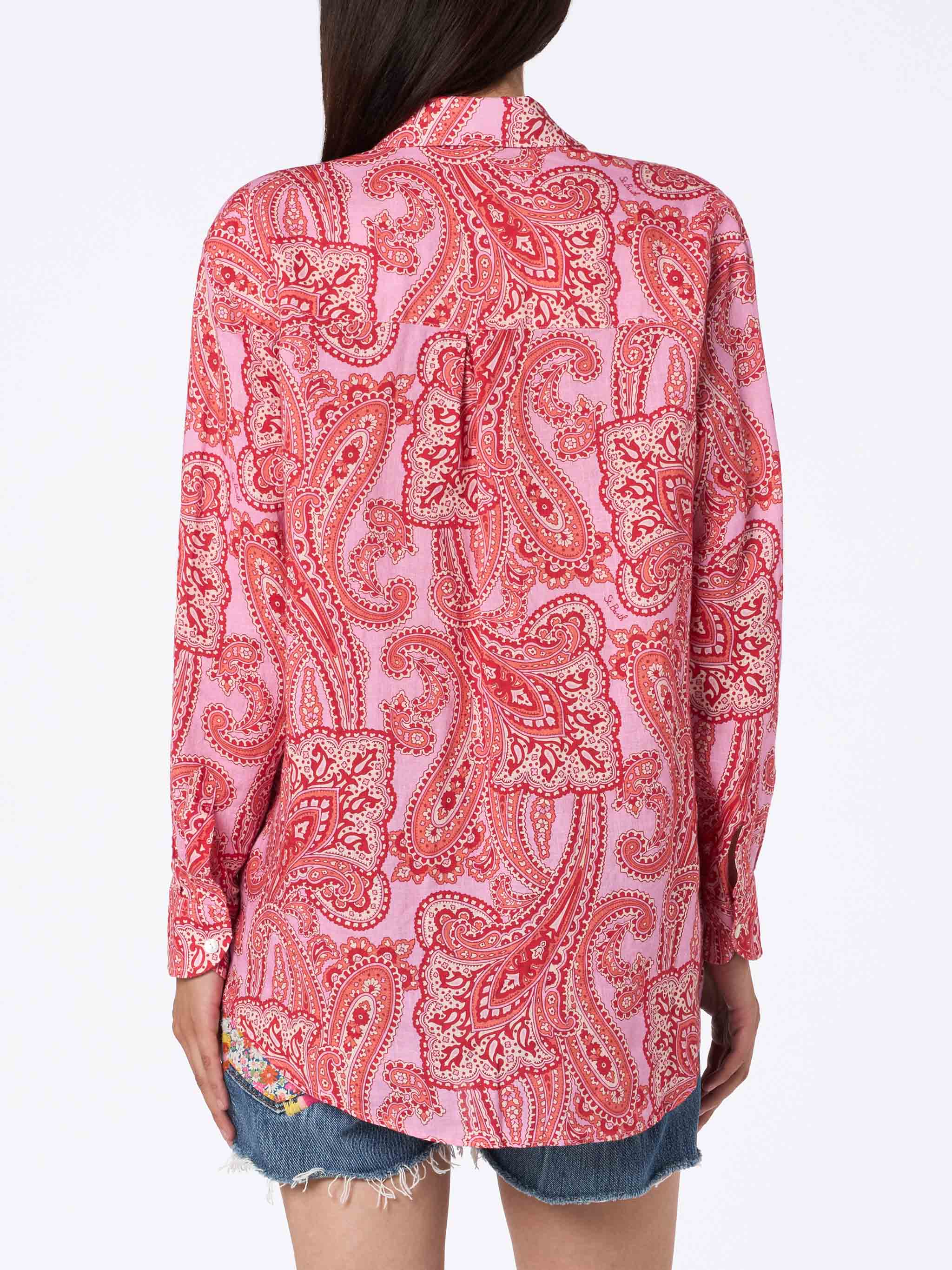 Paisley Linen Alodie Shirt Pink