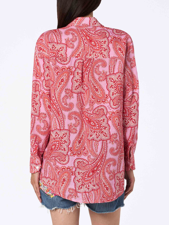 Paisley Linen Alodie Shirt Pink