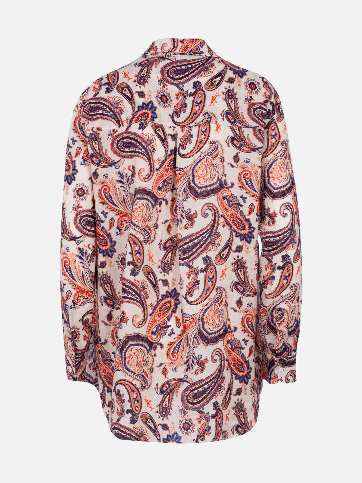 Alodie Linen Shirt With Paisley Print White