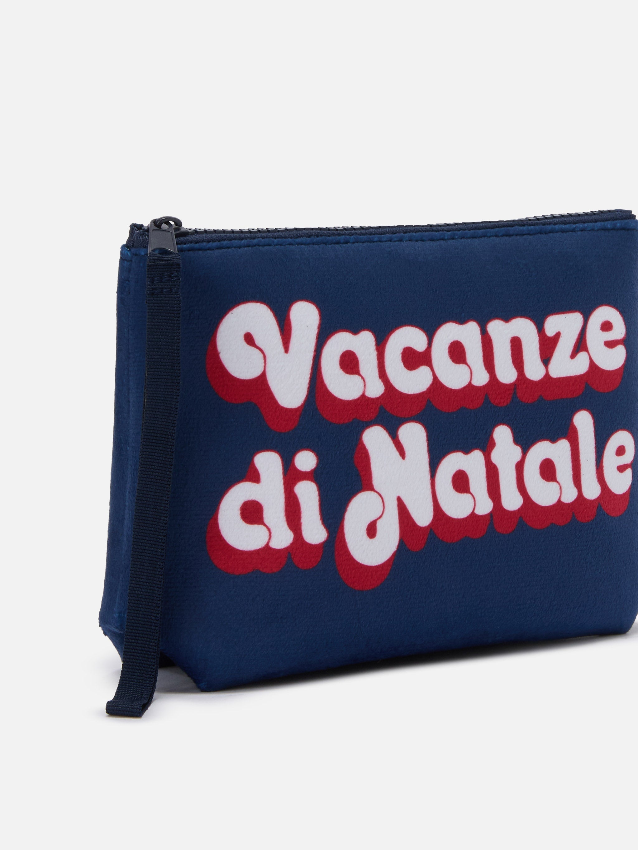 Aline Pouch Wool-Effect Fabric With Christmas Vacation Print | Vacanze Di Natale Special Edition Blue Pochette