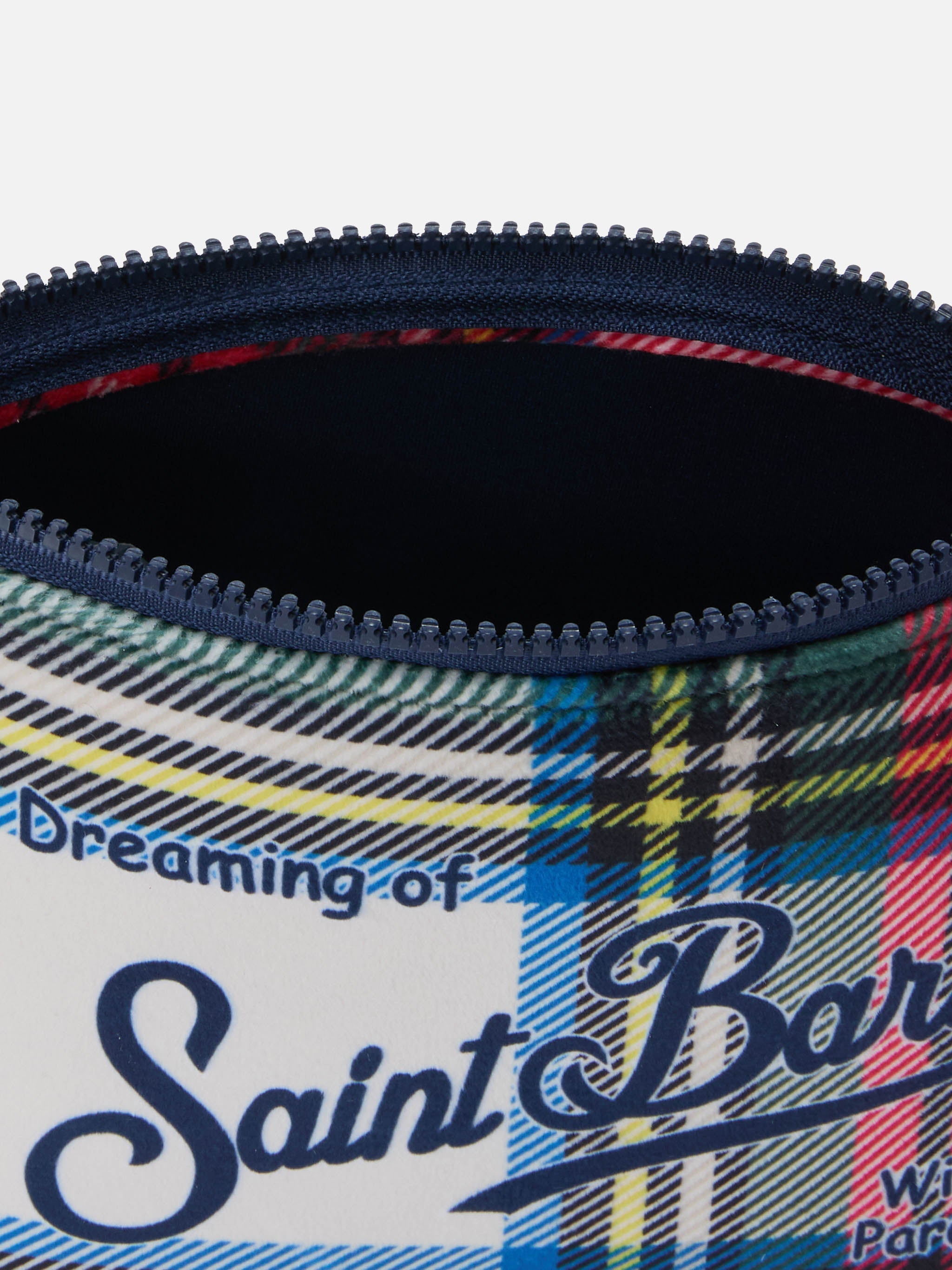 Aline Pouch Wool-Effect Fabric With White Tartan Print Pochette