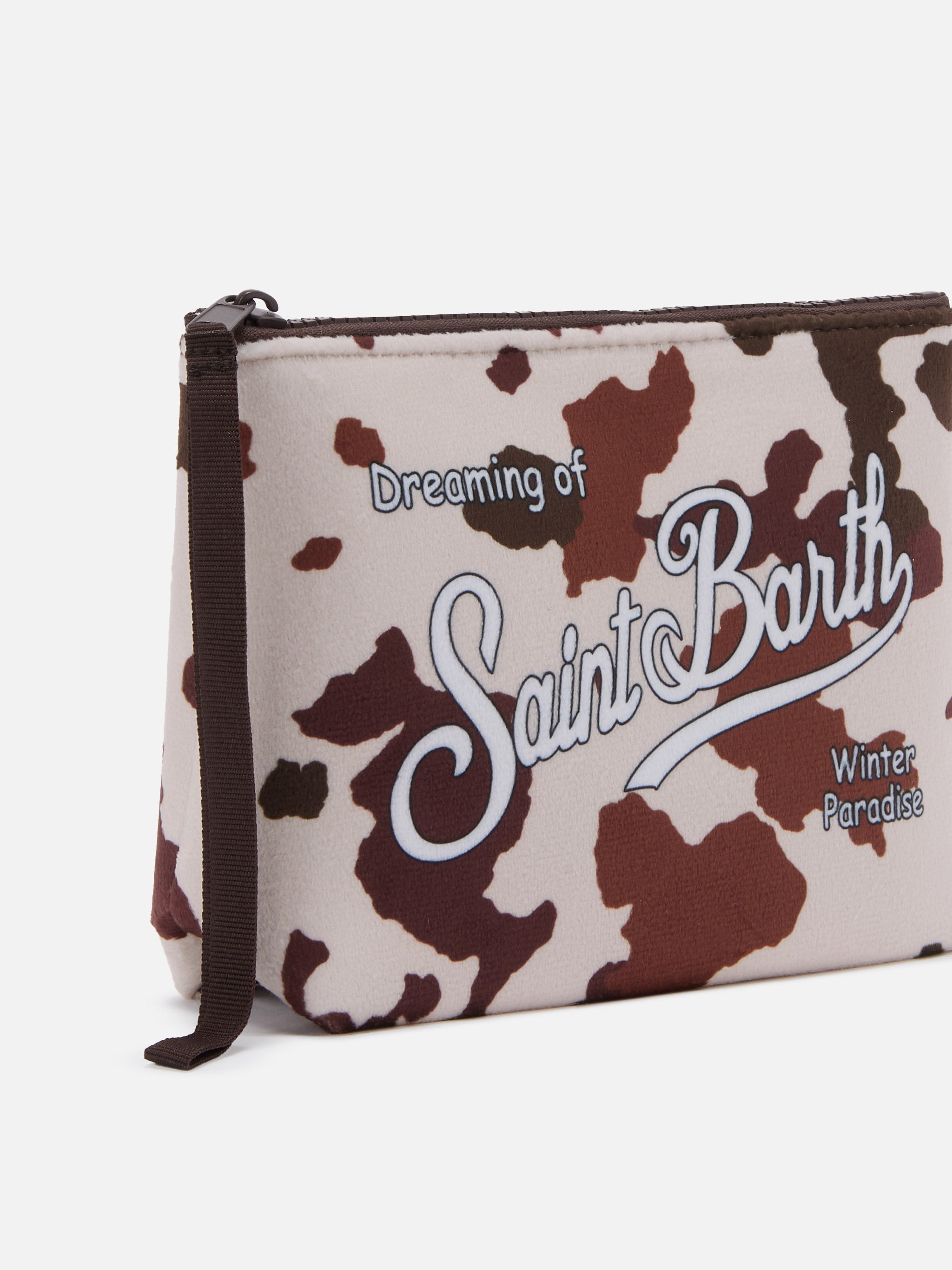 Aline Pouch Wool-Effect Fabric With Cow-Print Beige Pochette