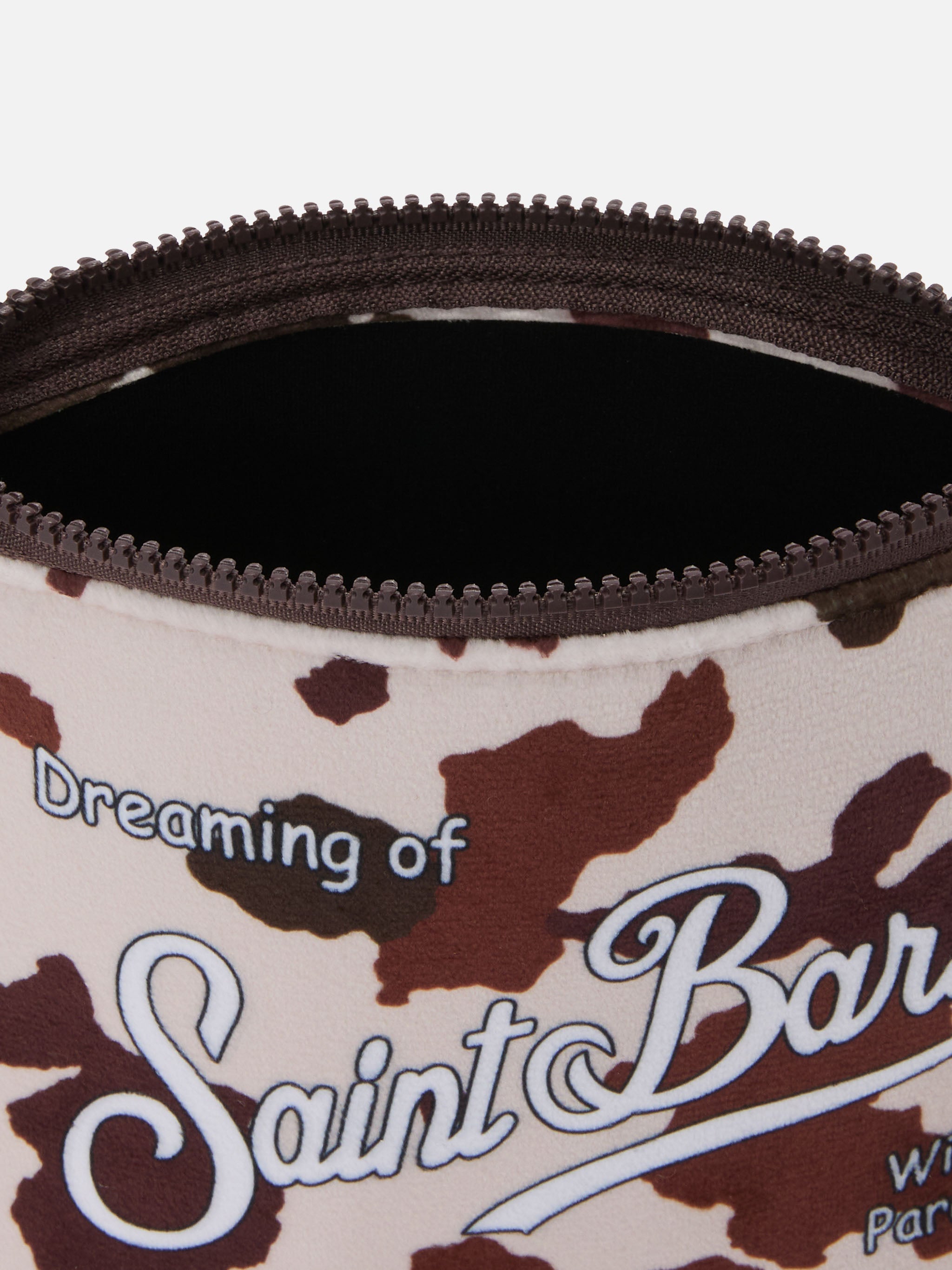 Aline Pouch Wool-Effect Fabric With Cow-Print Beige Pochette
