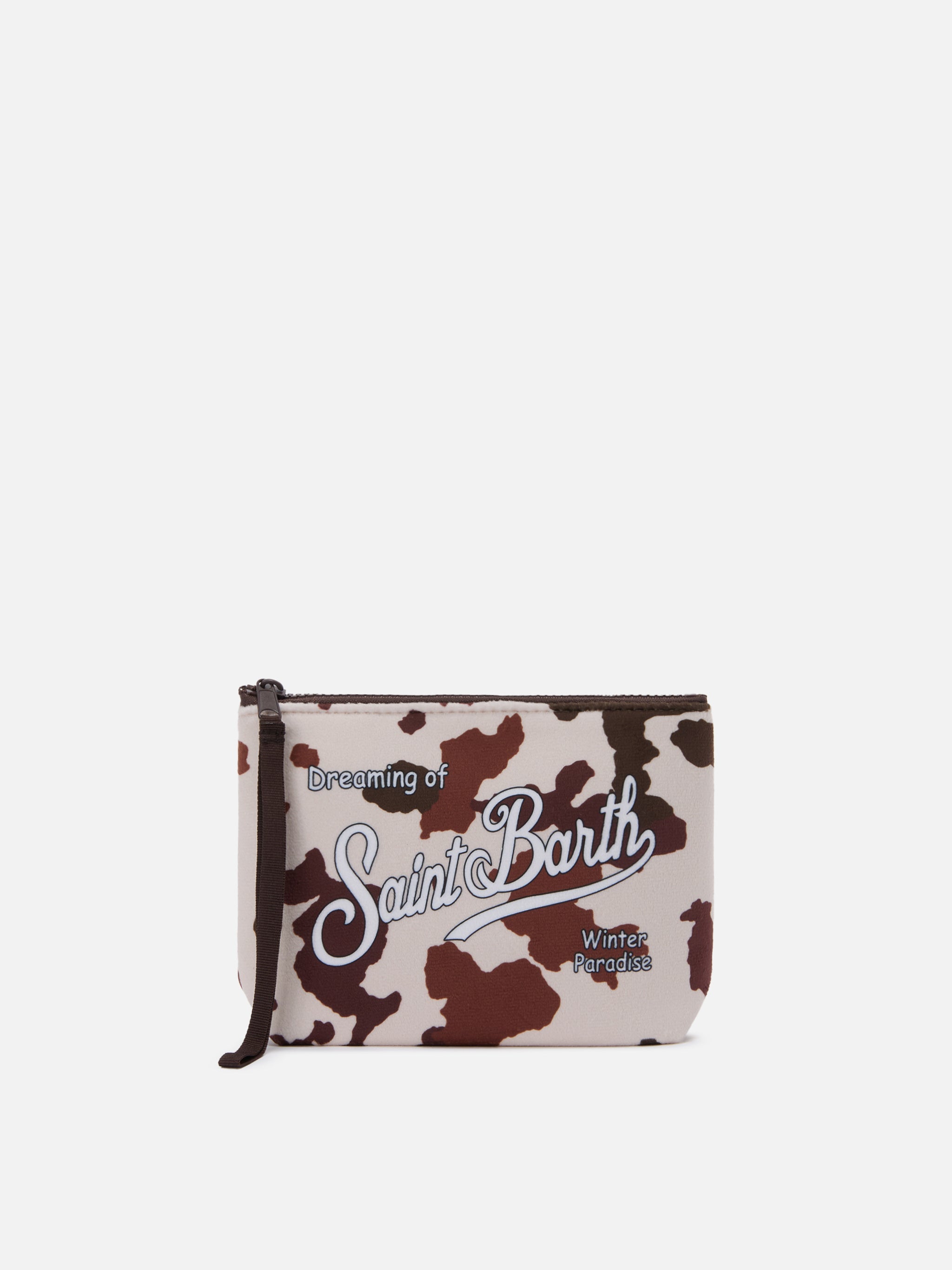 Aline Pouch Wool-Effect Fabric With Cow-Print Beige Pochette