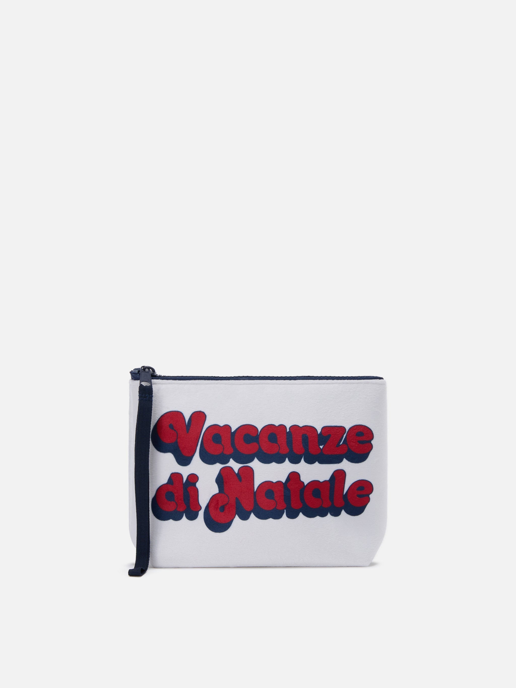 Aline Pouch White Wool-Effect Fabric With Christmas Vacation Print | Vacanze Di Natale Special Edition Pochette