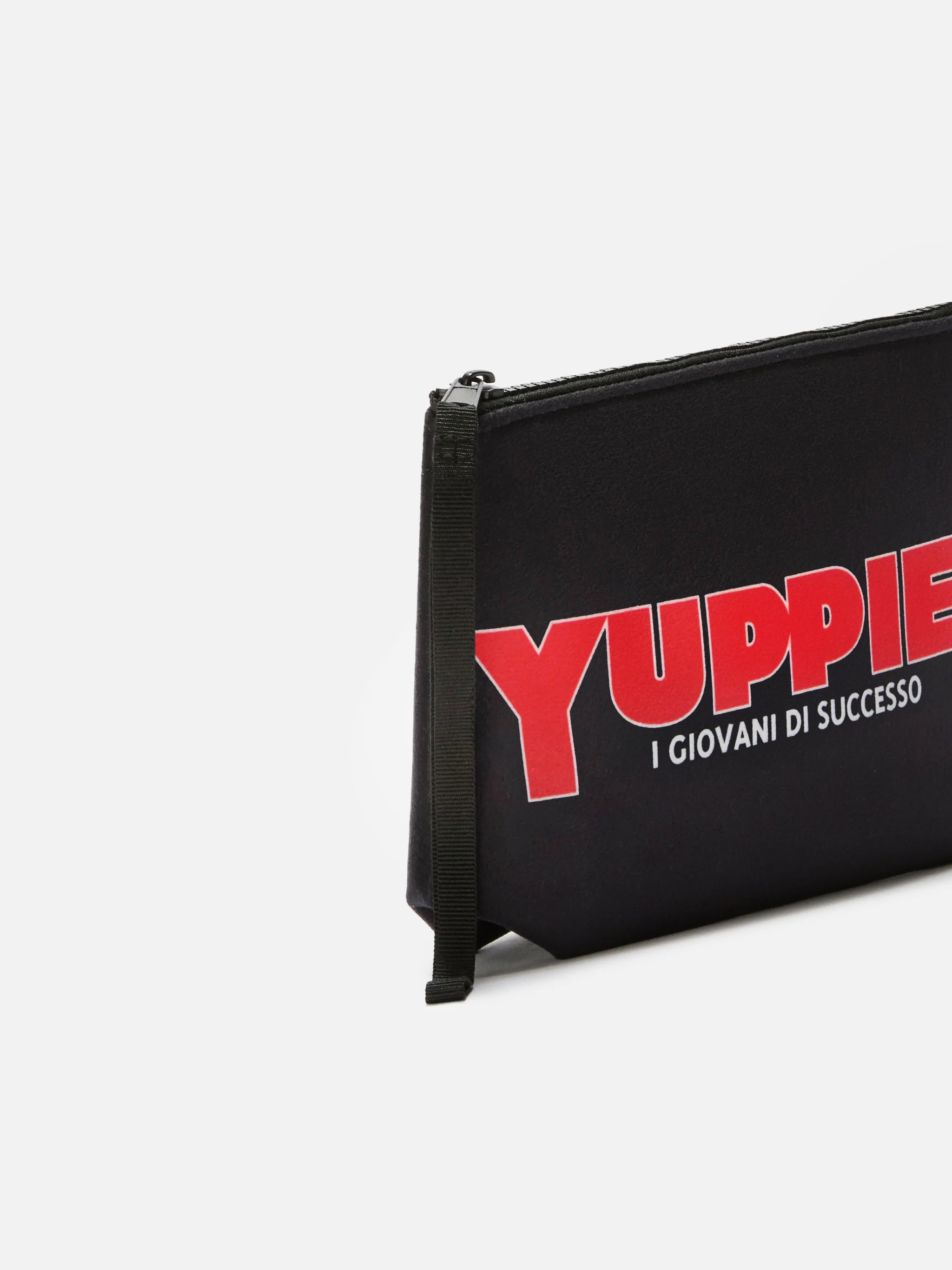 Aline Pouch Wool-Effect Fabric With Yuppies Print | Special Edition Black Pochette